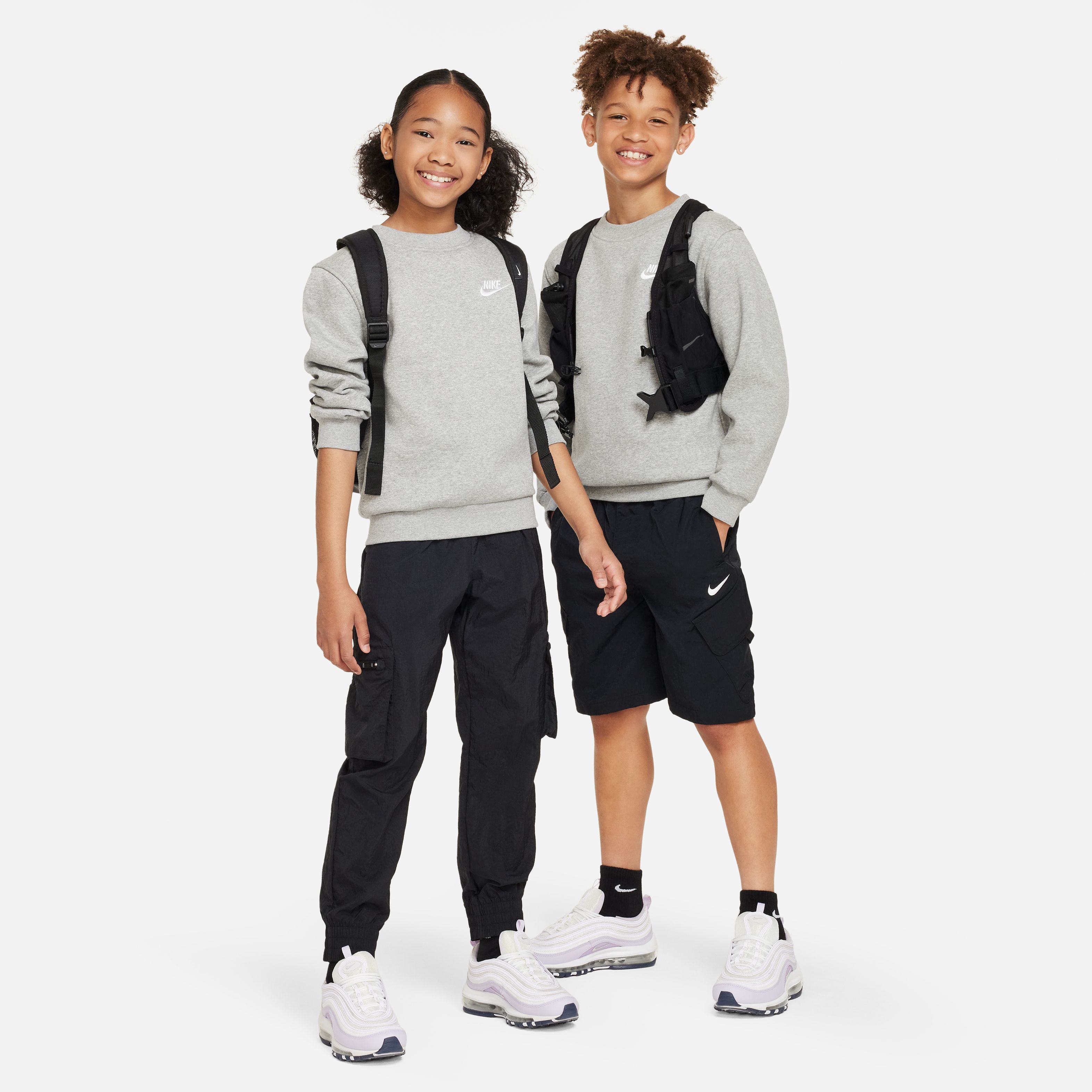 Nike Sportswear Club Fleece Crew Sweater Kids Lichtgrijs Wit, foto 4