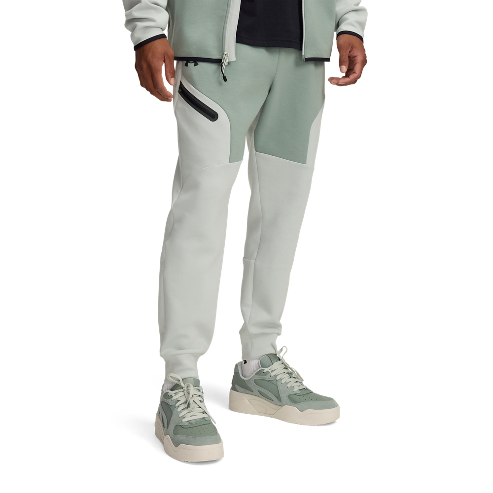 Under Armour Unstoppable Fleece Joggingbroek Grijs Mintgroen Zwart
