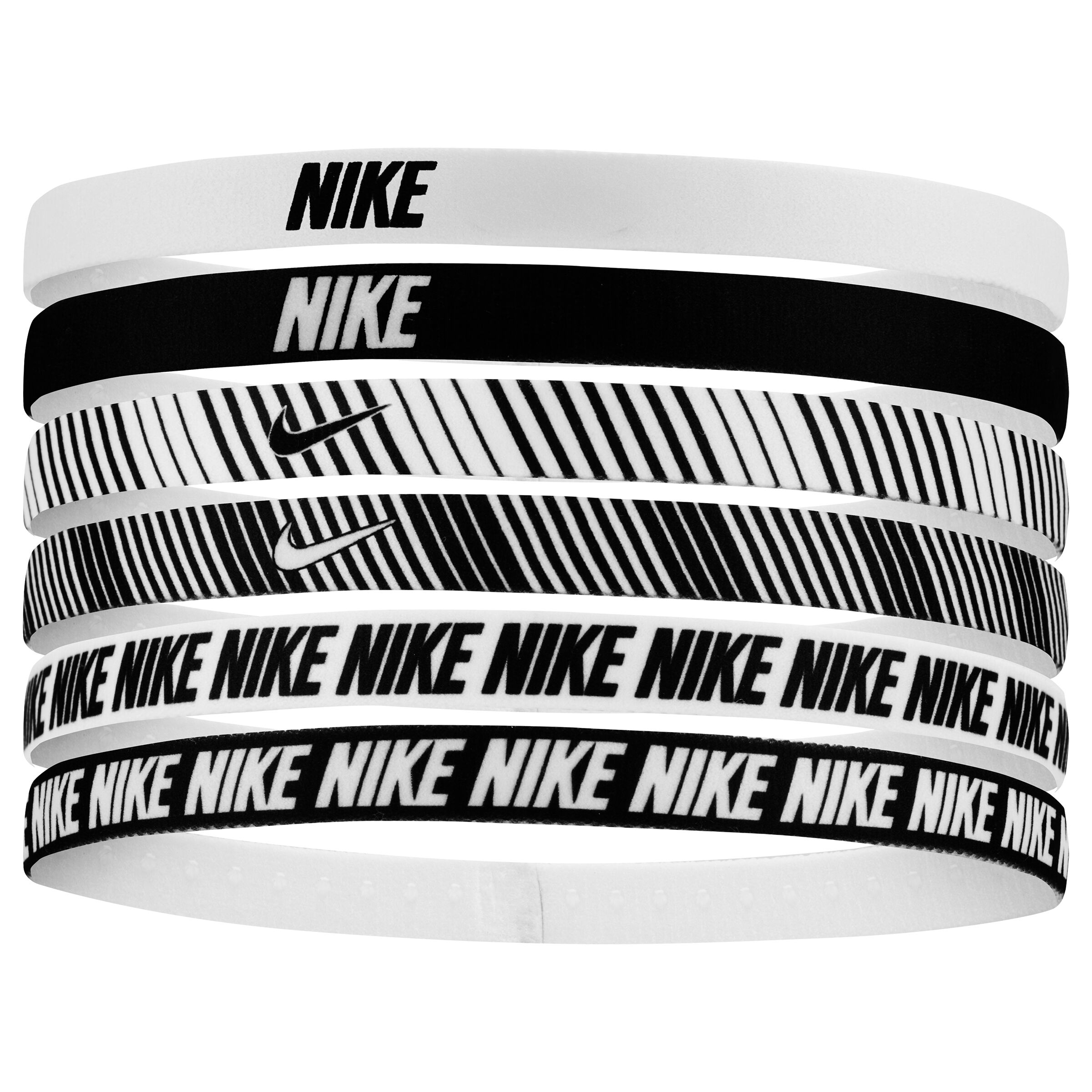 Nike Flex Classic Printed Haarbanden 6-Pack Wit Zwart Multi