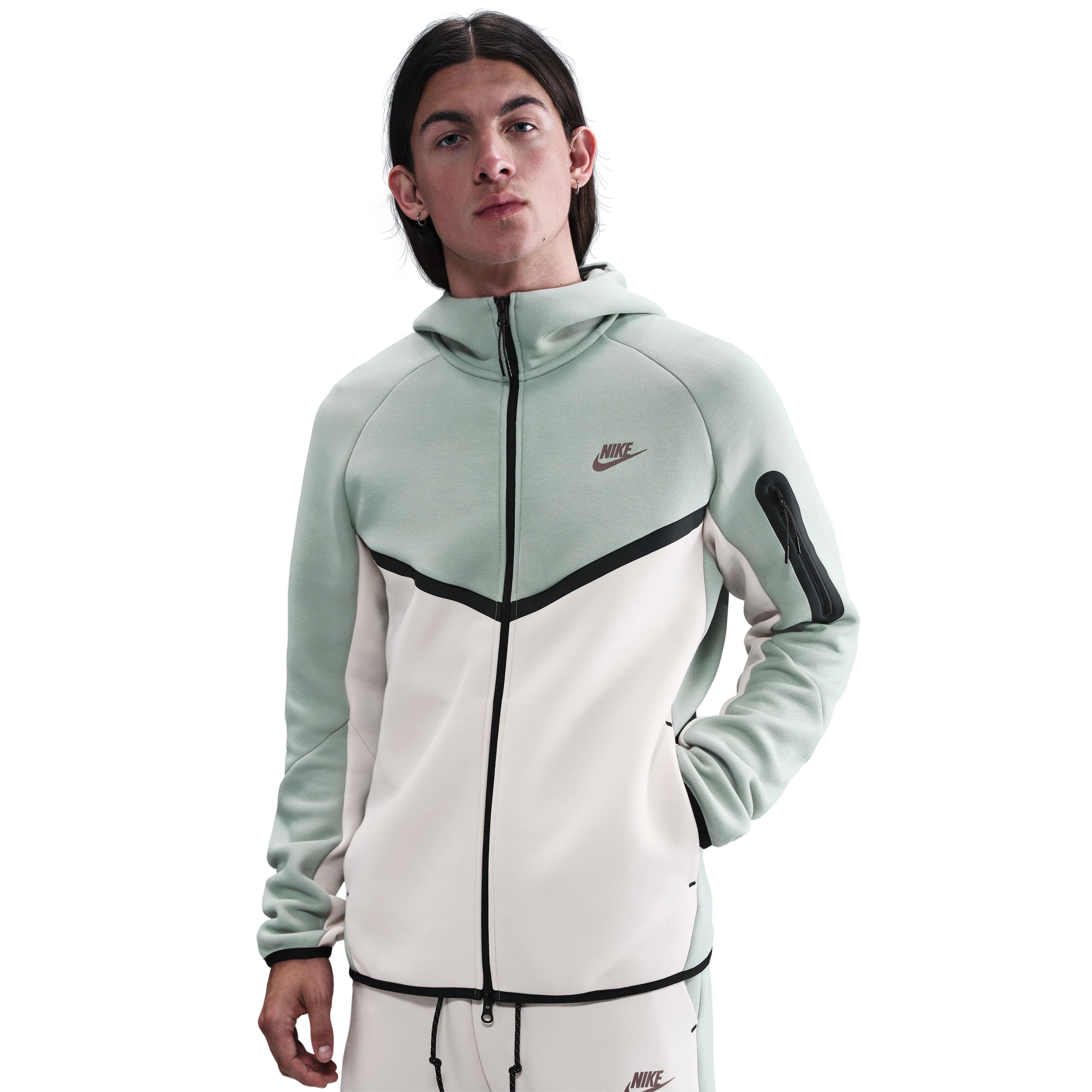 Nike Tech Fleece Sportswear Vest Grijsgroen Wit Zwart