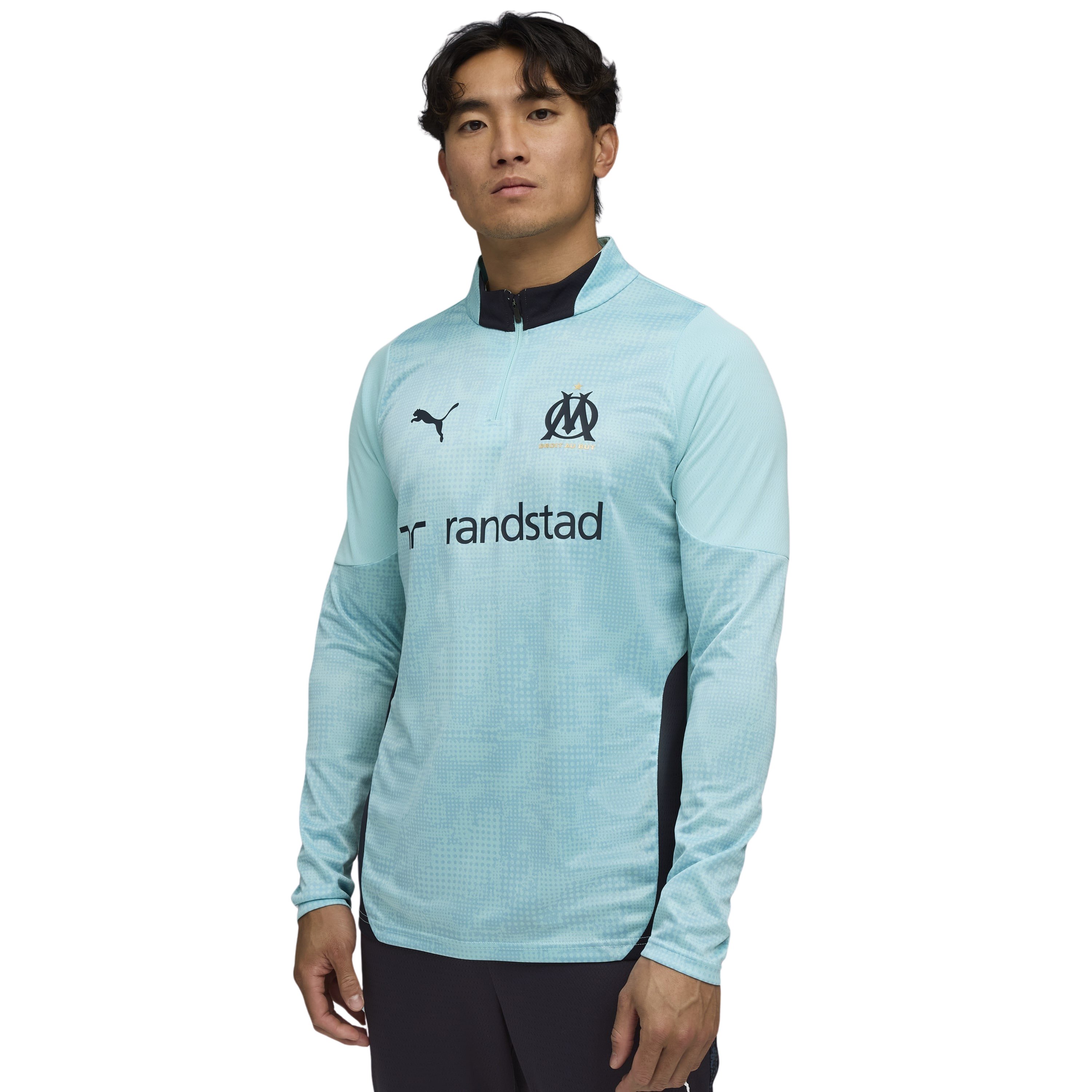 PUMA Olympique Marseille Trainingstrui 1/4-Zip 2025-2026 Lichtblauw Donkerblauw