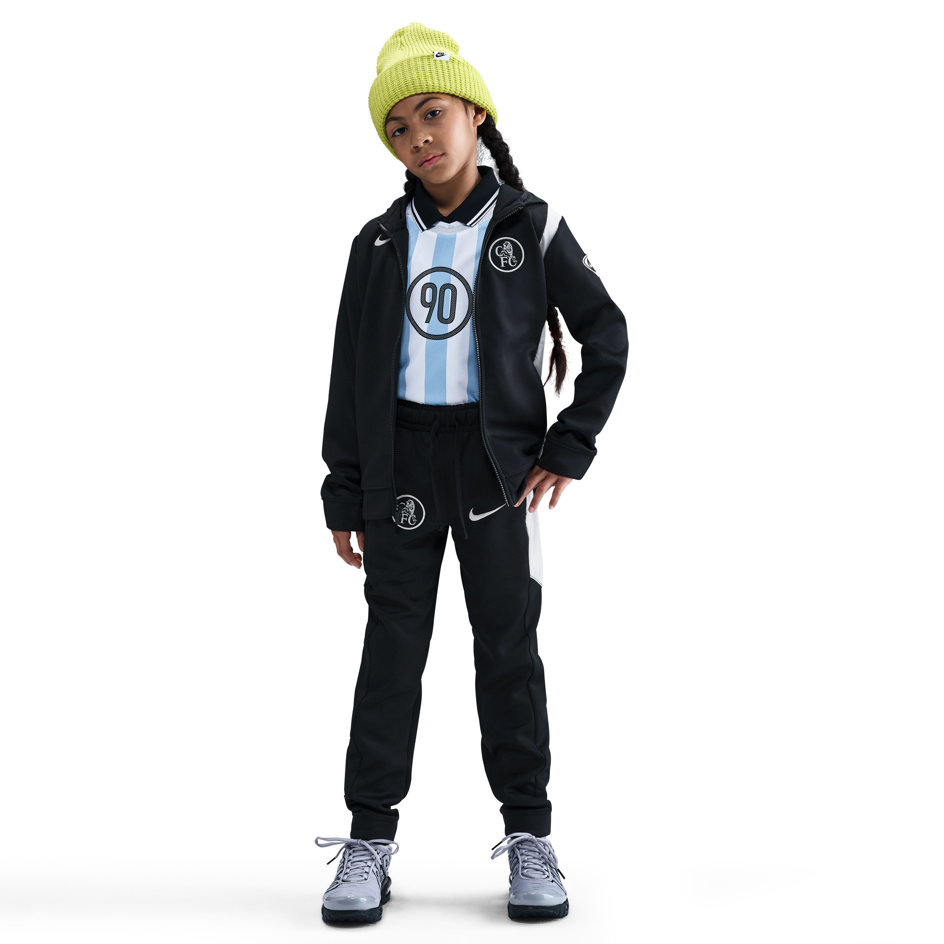 Nike Chelsea Trainingspak Full-Zip Woven 2025-2026 Kids Zwart Wit