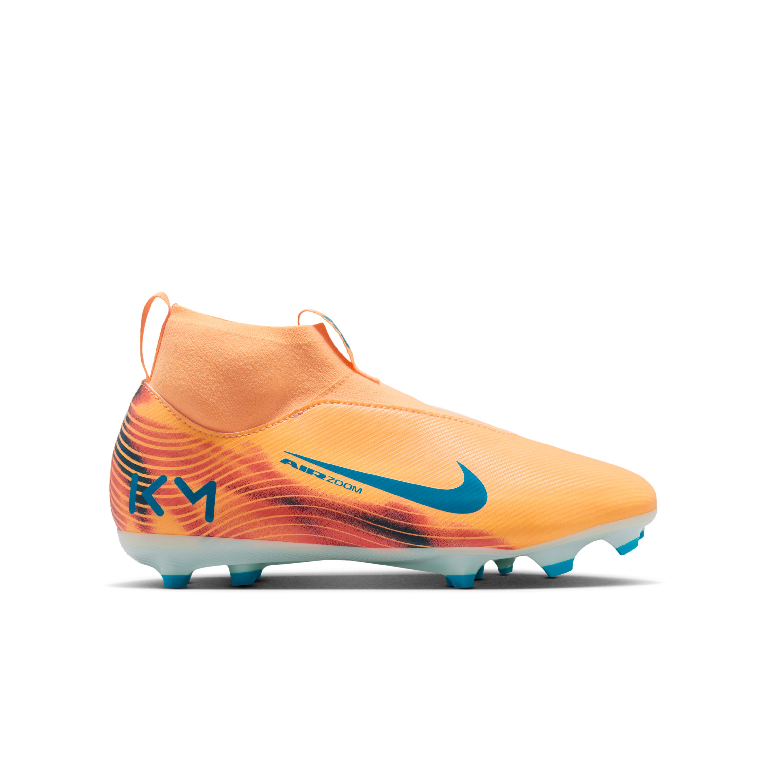 Nike Zoom Mercurial Superfly 10 Mbappe Academy Gras / Kunstgras Voetbalschoenen (MG) Kids Lichtoranje Turquoise