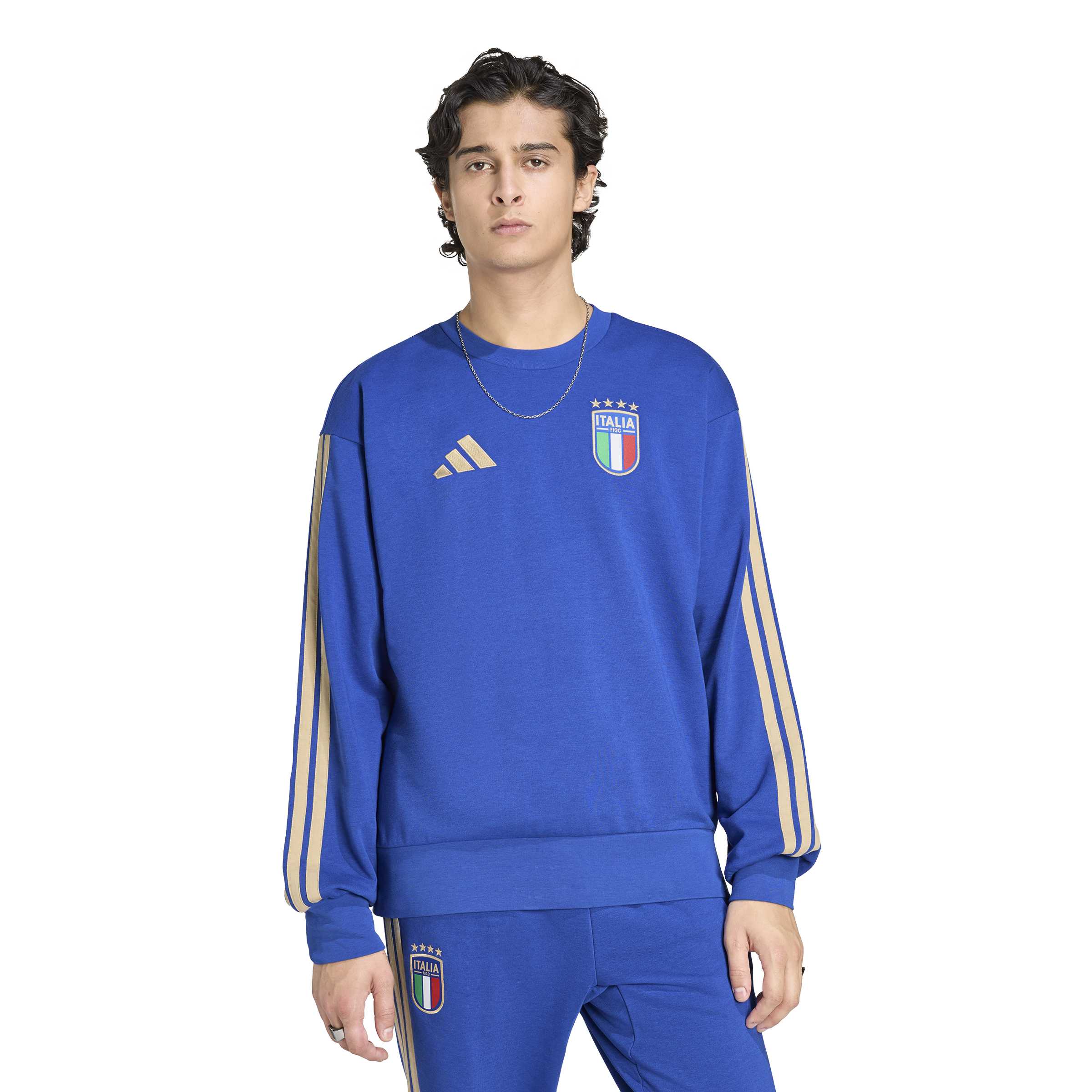 Adidas Itali&euml; DNA Crew Sweater 2026-2028 Blauw Goud