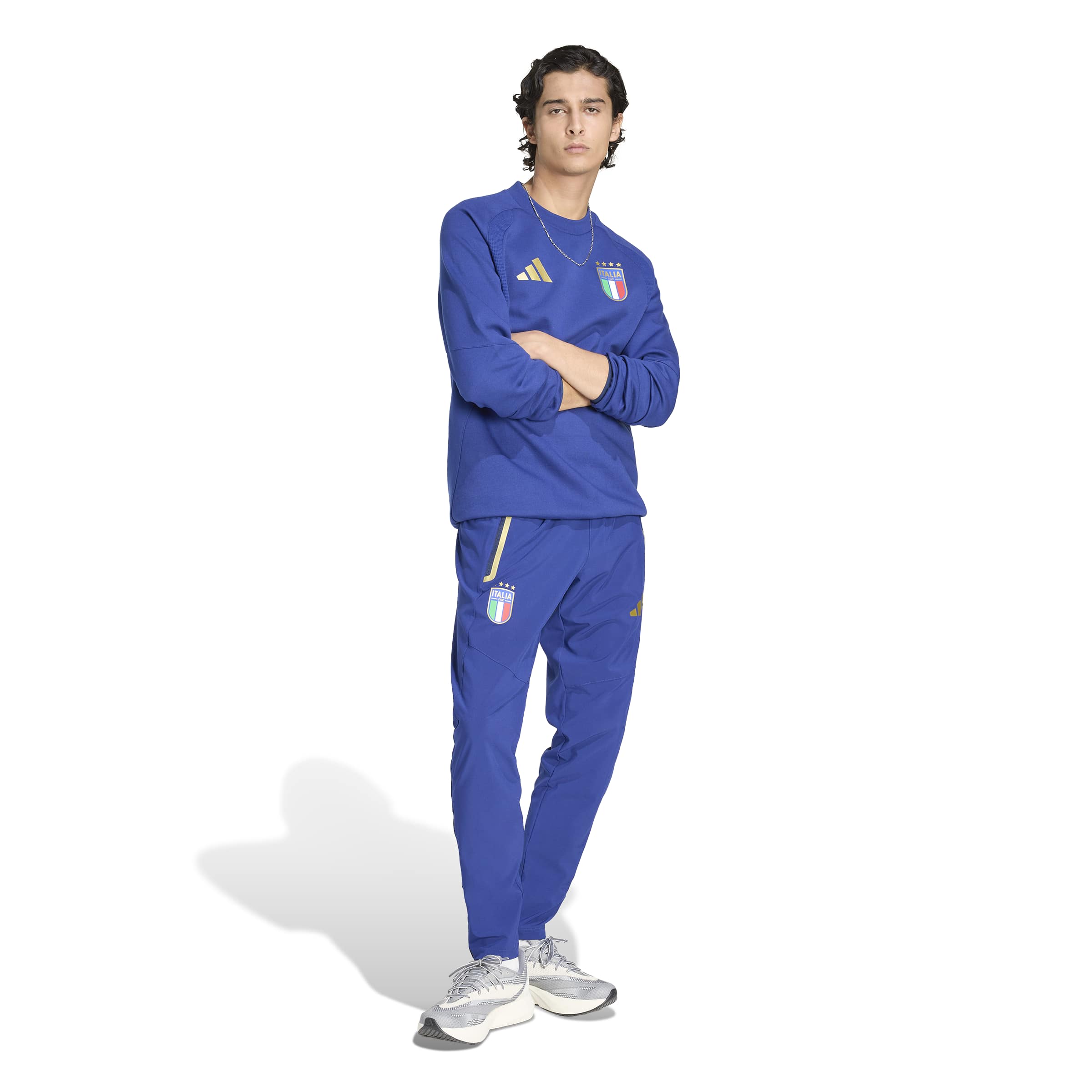 Adidas Italie Tiro Travel Crew Trainingspak 2026-2028 Blauw Goud