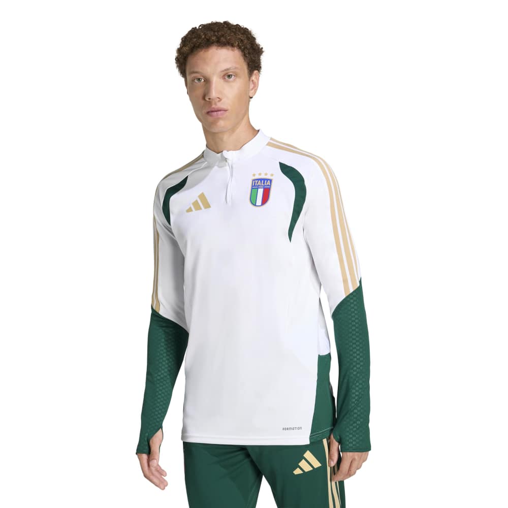 Adidas Itali&euml; Trainingstrui 1/4-Zip 2026-2028 Wit Groen Goud