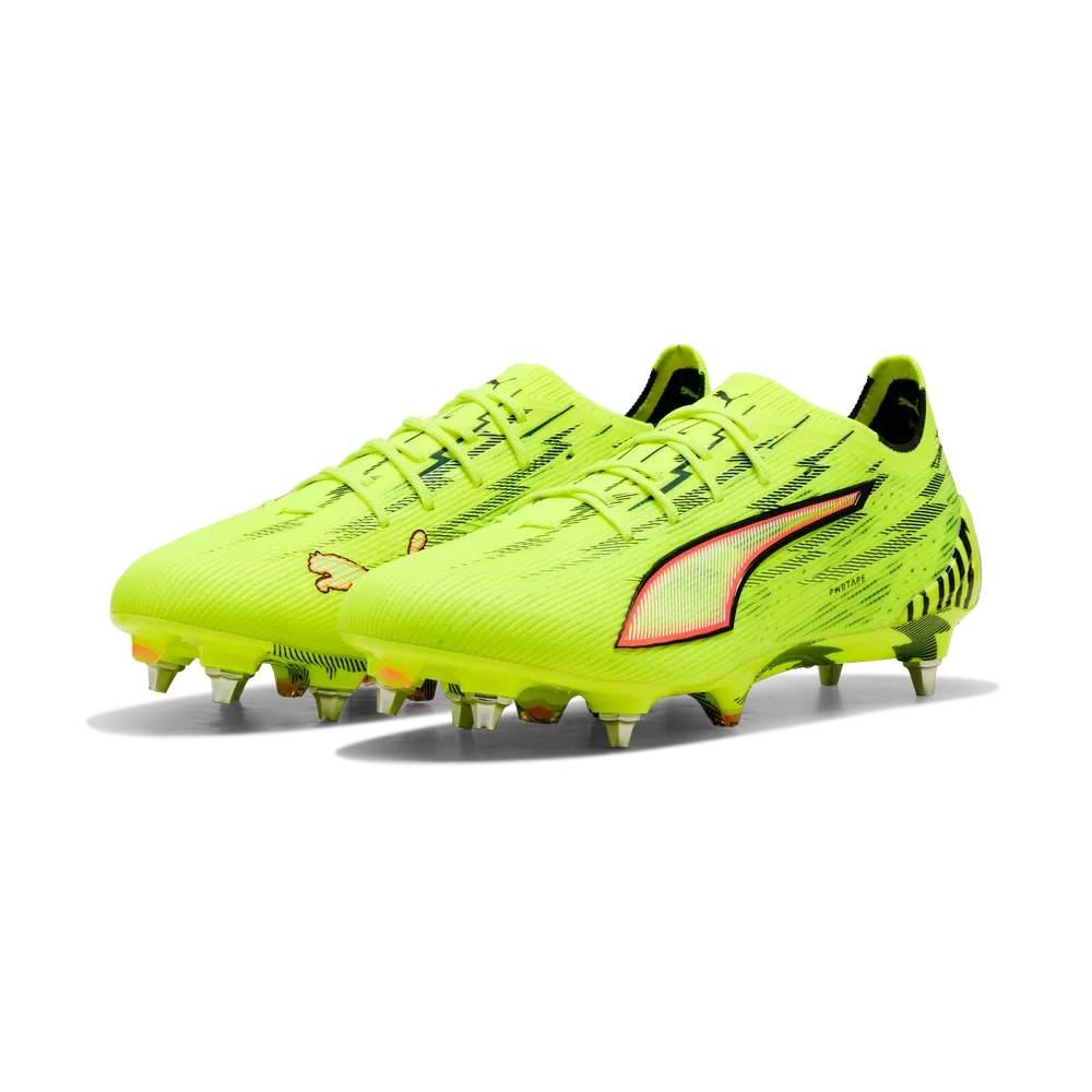 PUMA Ultra 6 Ultimate IJzeren-Nop Voetbalschoenen (SG) Neongeel Rood Zwart