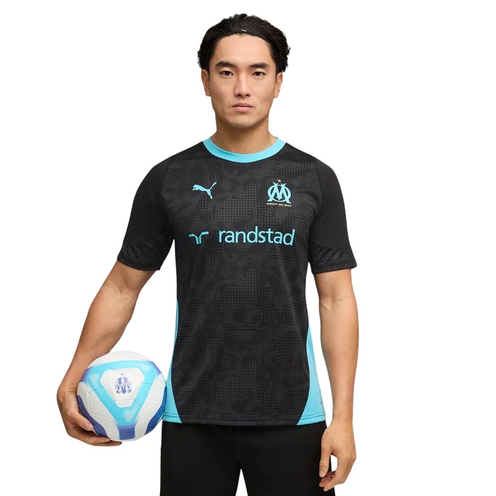 PUMA Olympique Marseille Trainingsshirt 2025-2026 Zwart Lichtblauw