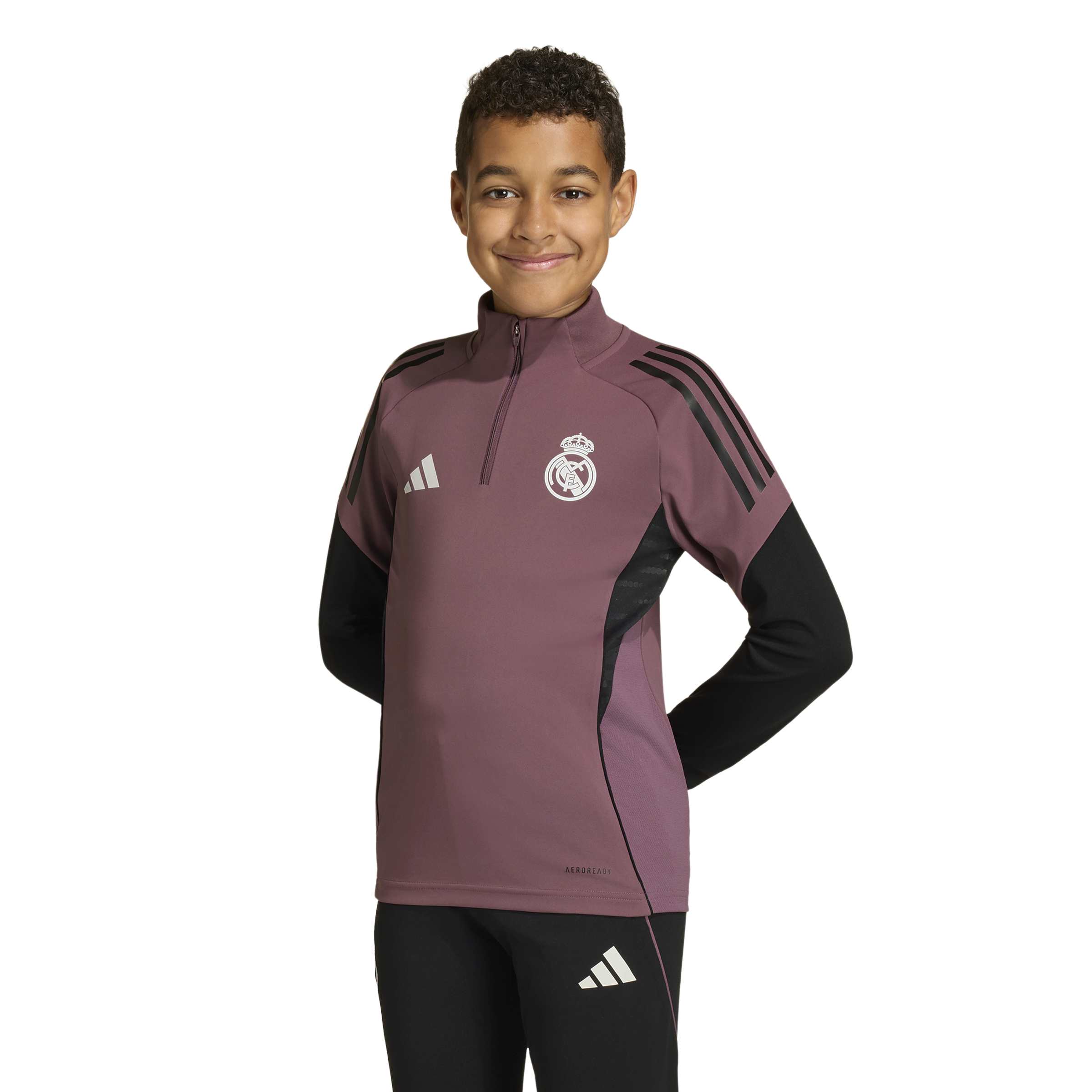 Adidas Real Madrid Trainingstrui 1/4-Zip 2025-2026 Kids Paars Zwart Wit