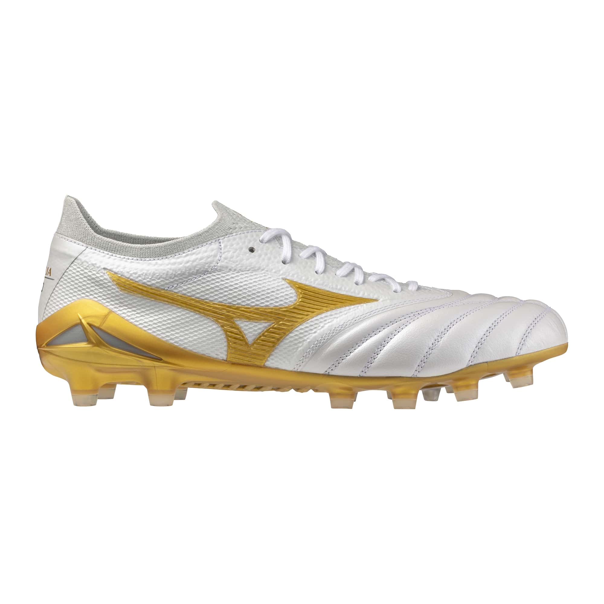 Mizuno Morelia Neo IV Beta Japan Gras Voetbalschoenen (FG) Wit Goud Zilver