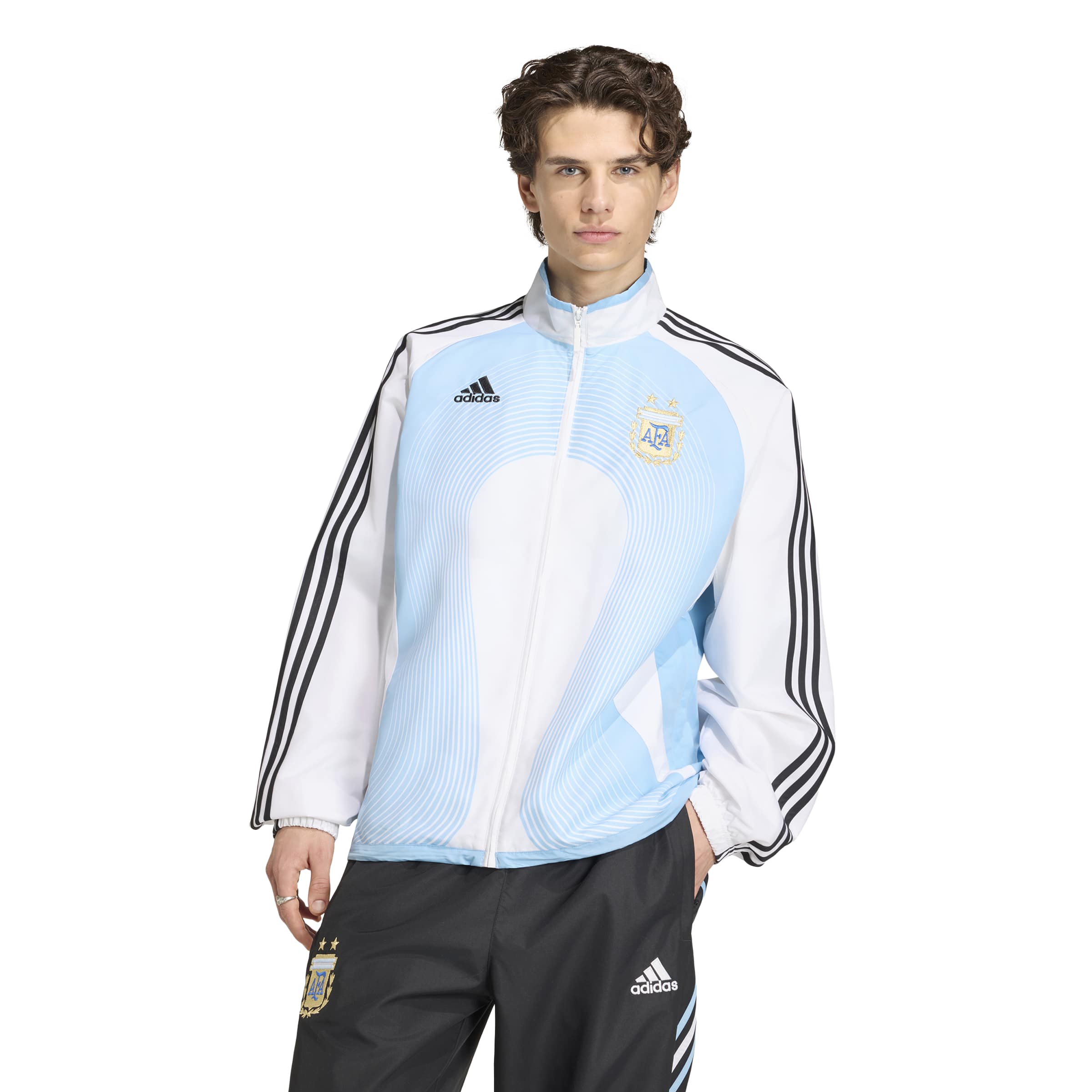 Adidas Argentini&euml; 2006 Trainingsjack Wit Blauw Goud