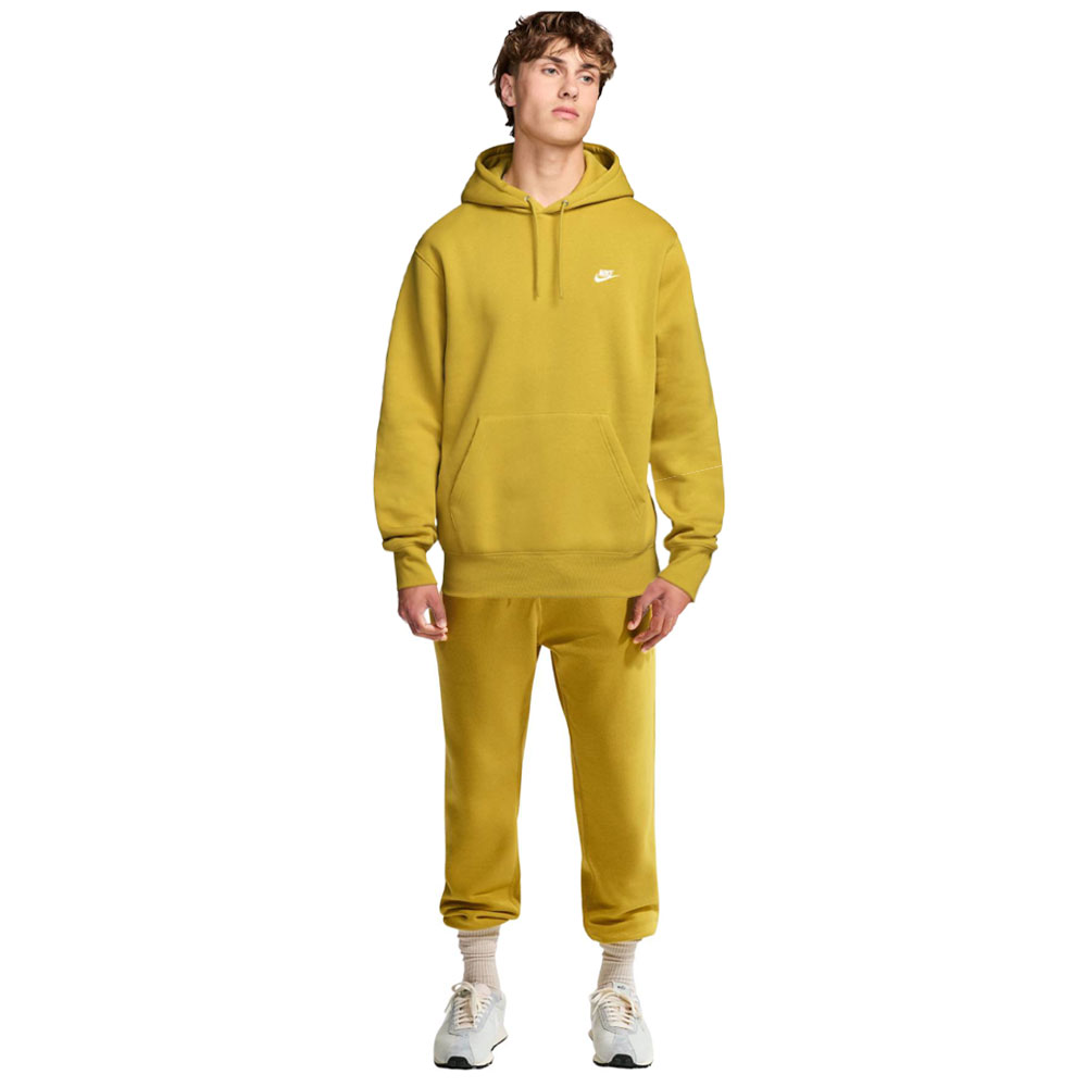 Nike Sportswear Club Fleece Joggingpak Hooded Donkergeel Wit