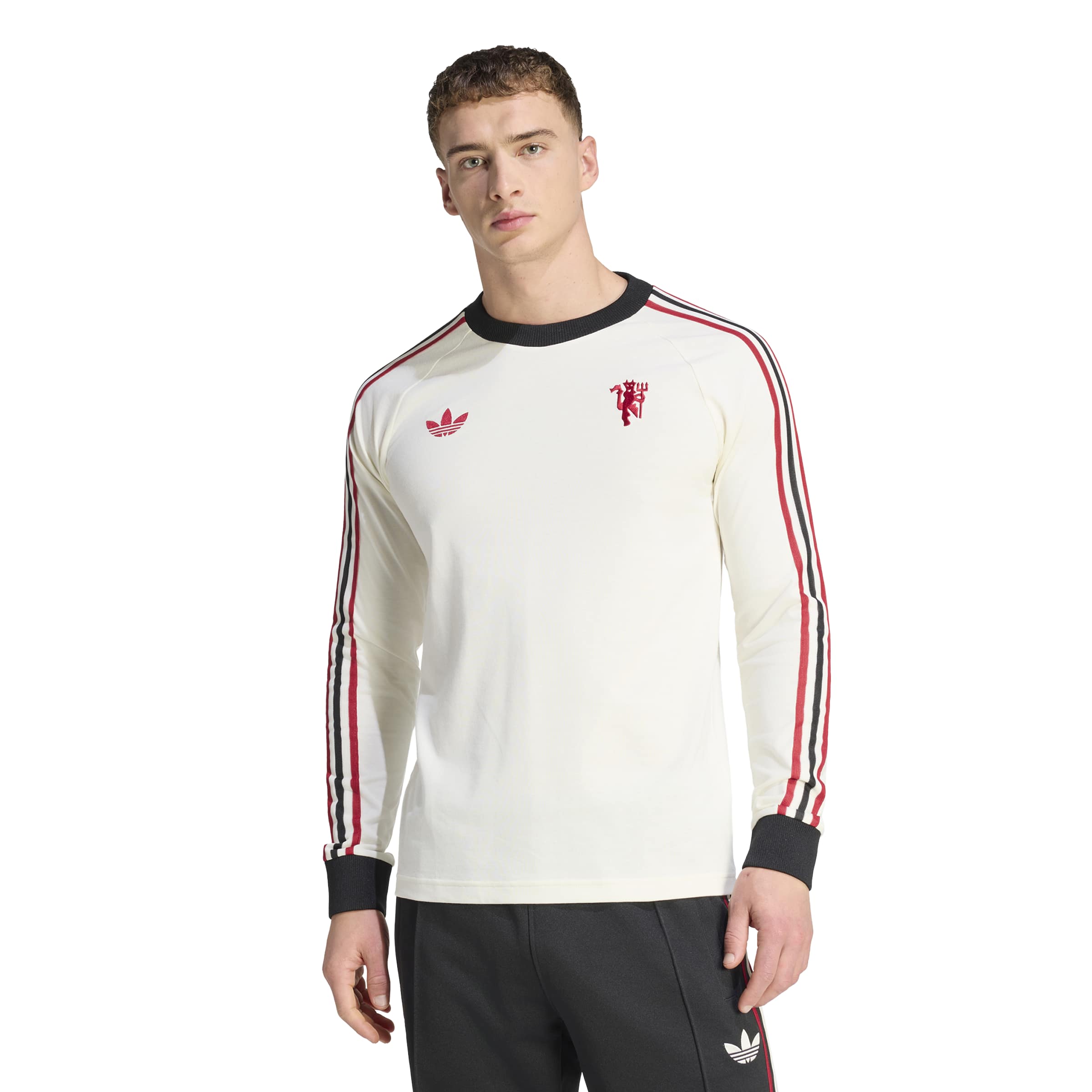 Adidas Manchester United Originals T-Shirt Lange Mouwen Wit Rood Zwart