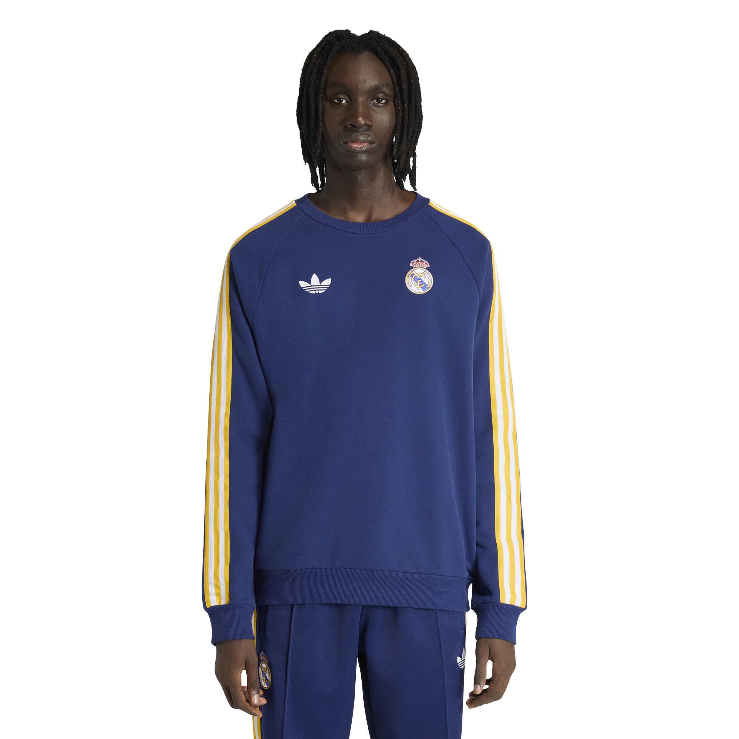 Adidas Real Madrid Originals Crew Sweater Donkerblauw Wit Goud