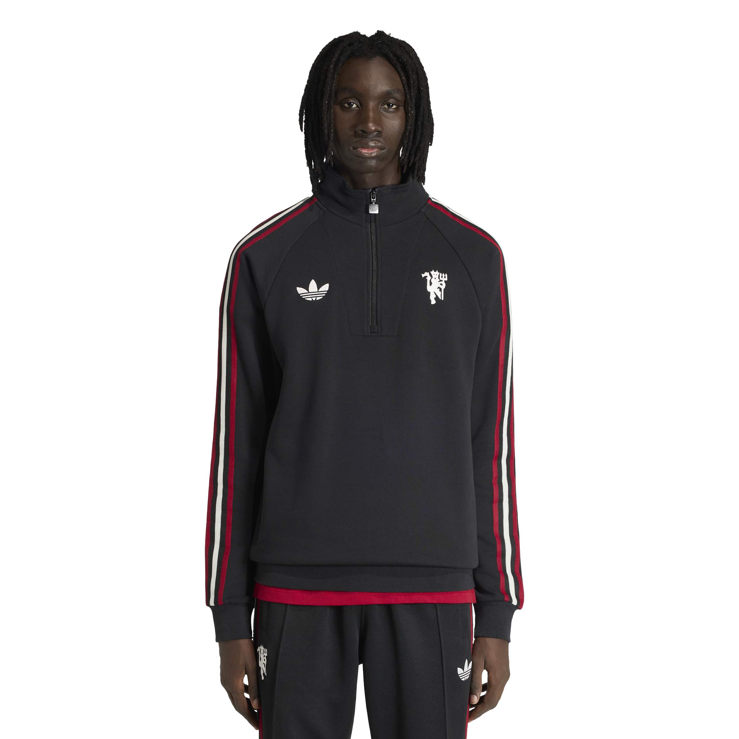 Adidas Manchester United Originals Trainingstrui 1/4-Zip Zwart Wit Rood