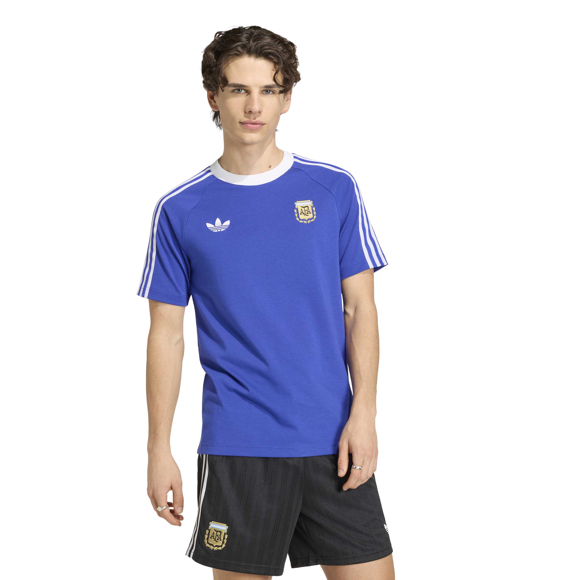 Adidas Argentini&euml; Originals T-Shirt Lucid Blue Wit Goud