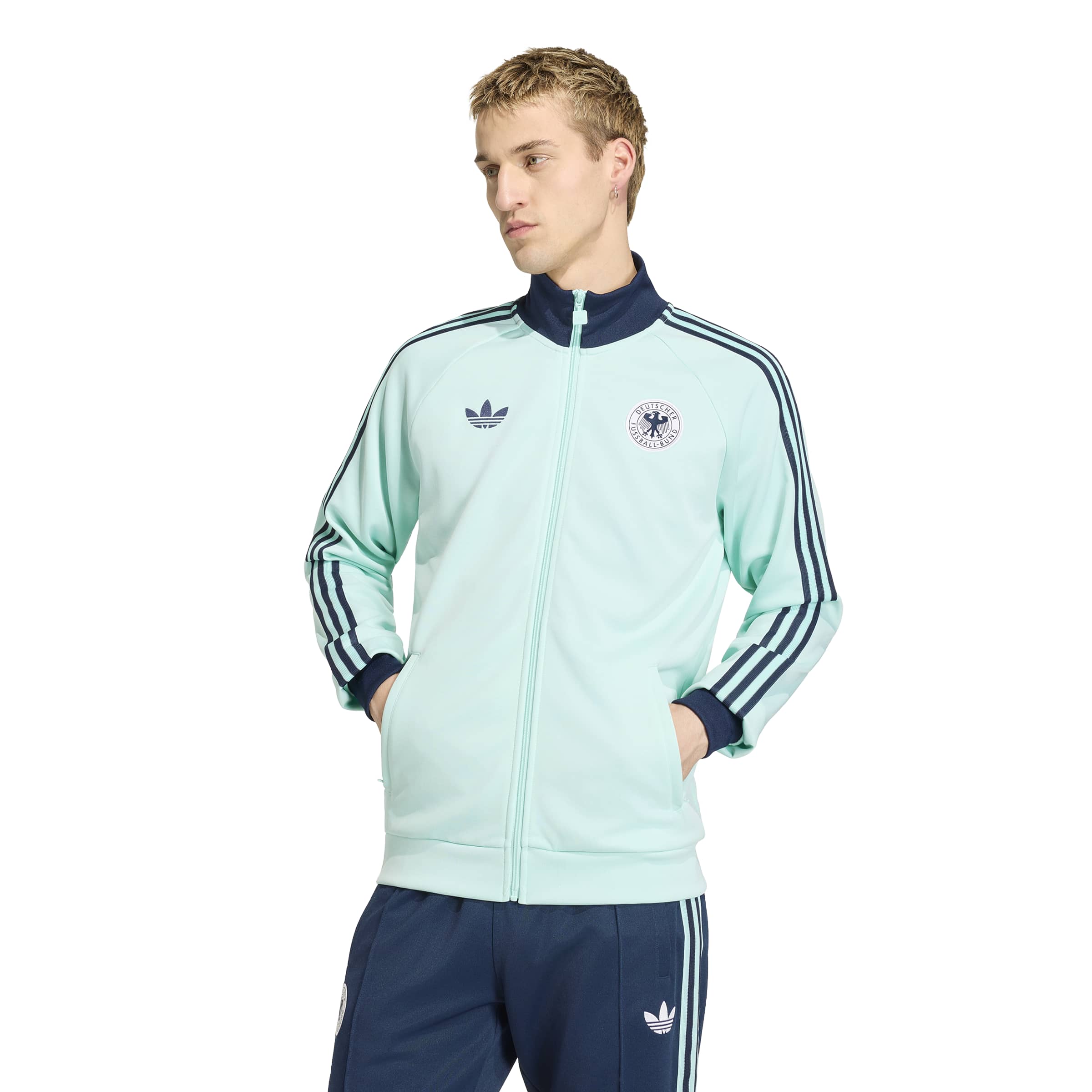 Adidas Duitsland Originals Trainingsjack Lichtblauw Donkerblauw Wit