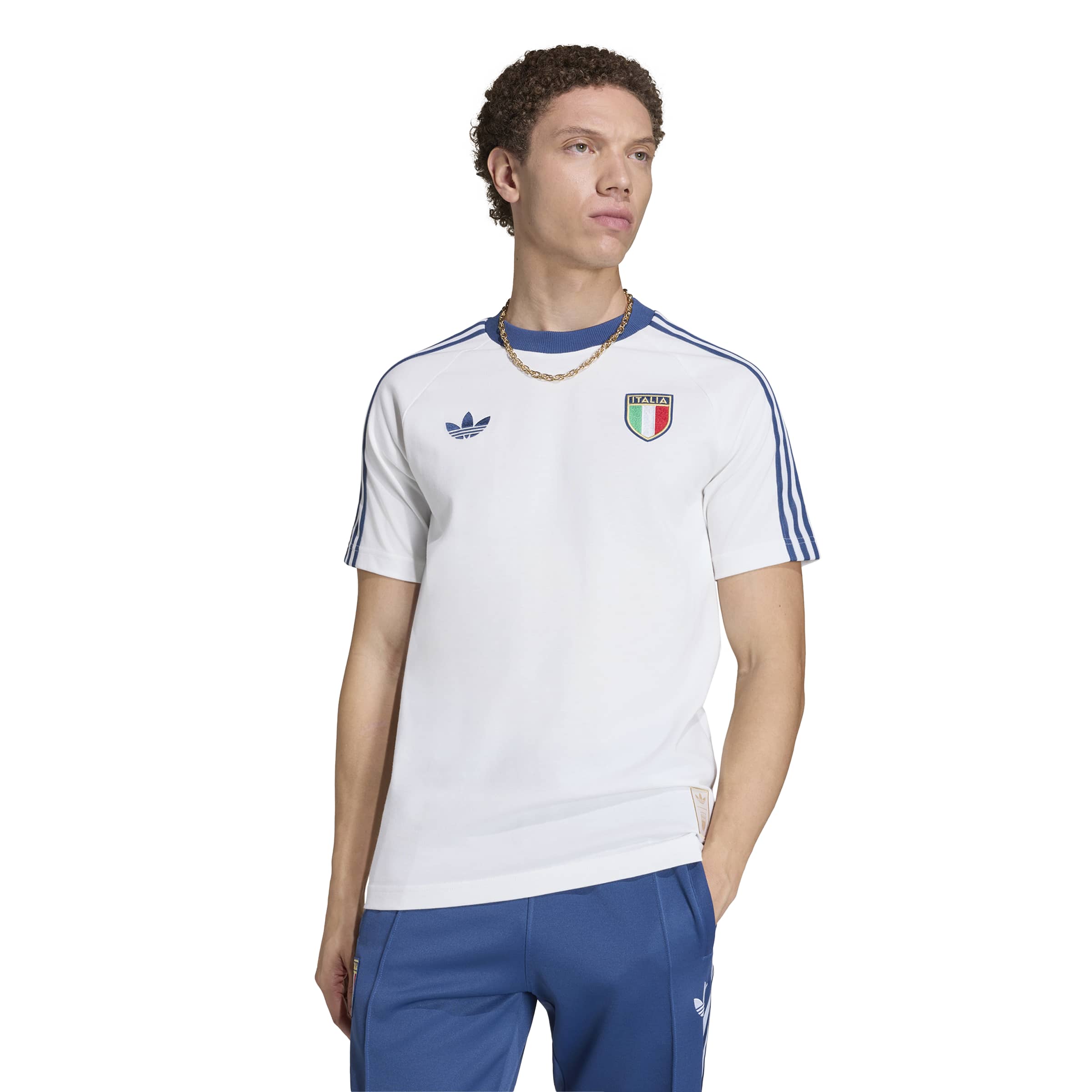 Adidas Itali&euml; Originals T-Shirt Wit Blauw