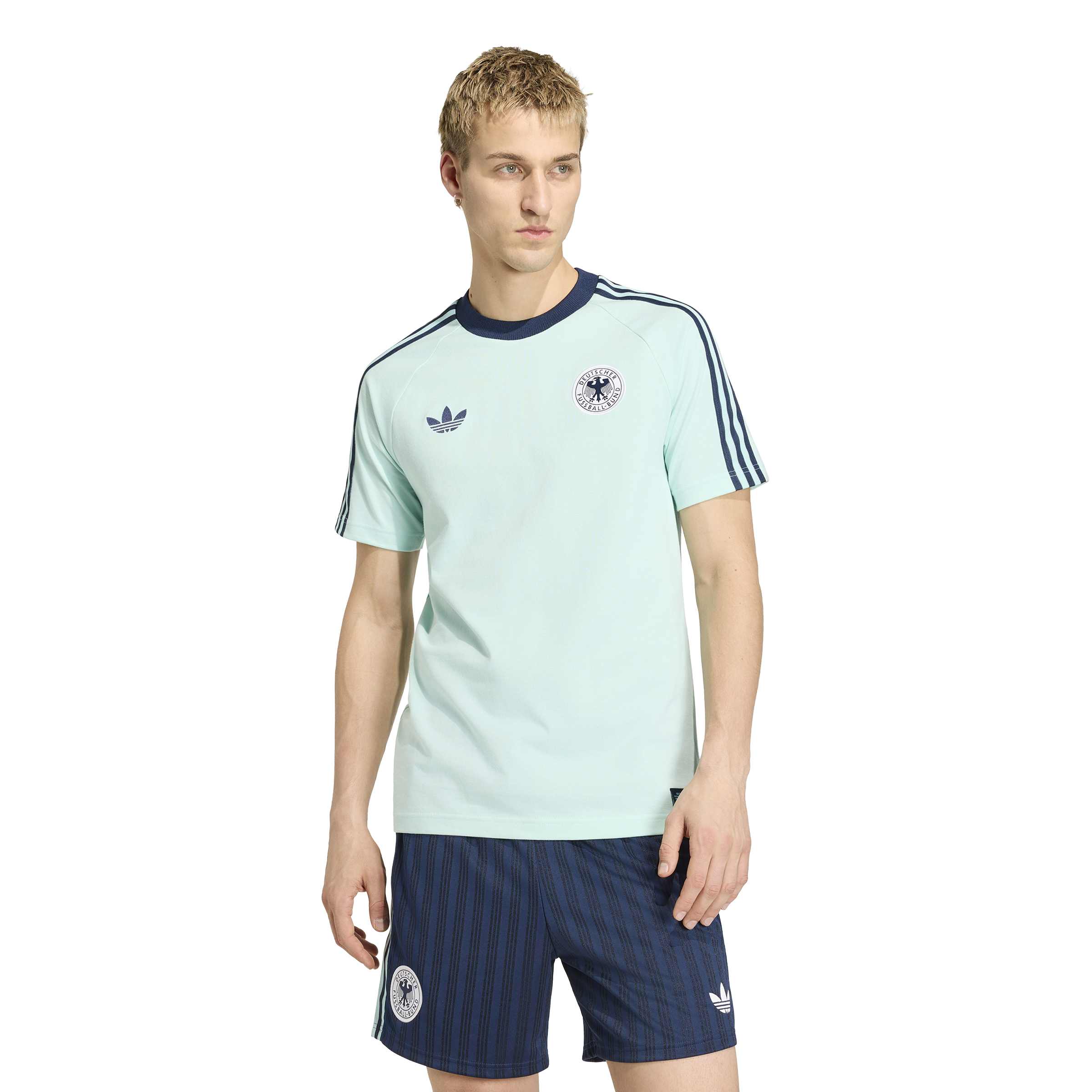Adidas Duitsland Originals T-Shirt Lichtblauw Donkerblauw Wit
