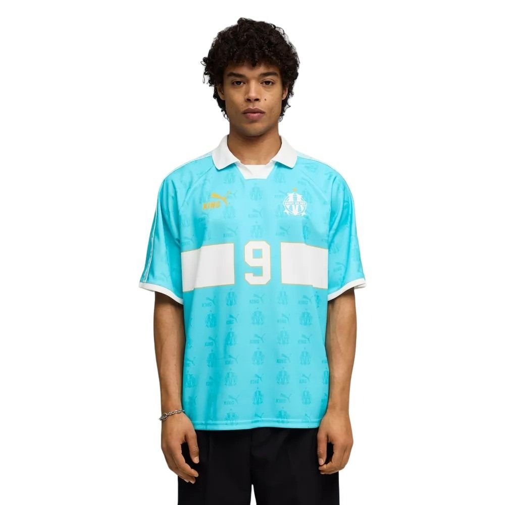 PUMA Olympique Marseille KING T-Shirt Retro Lichtblauw Wit Goud