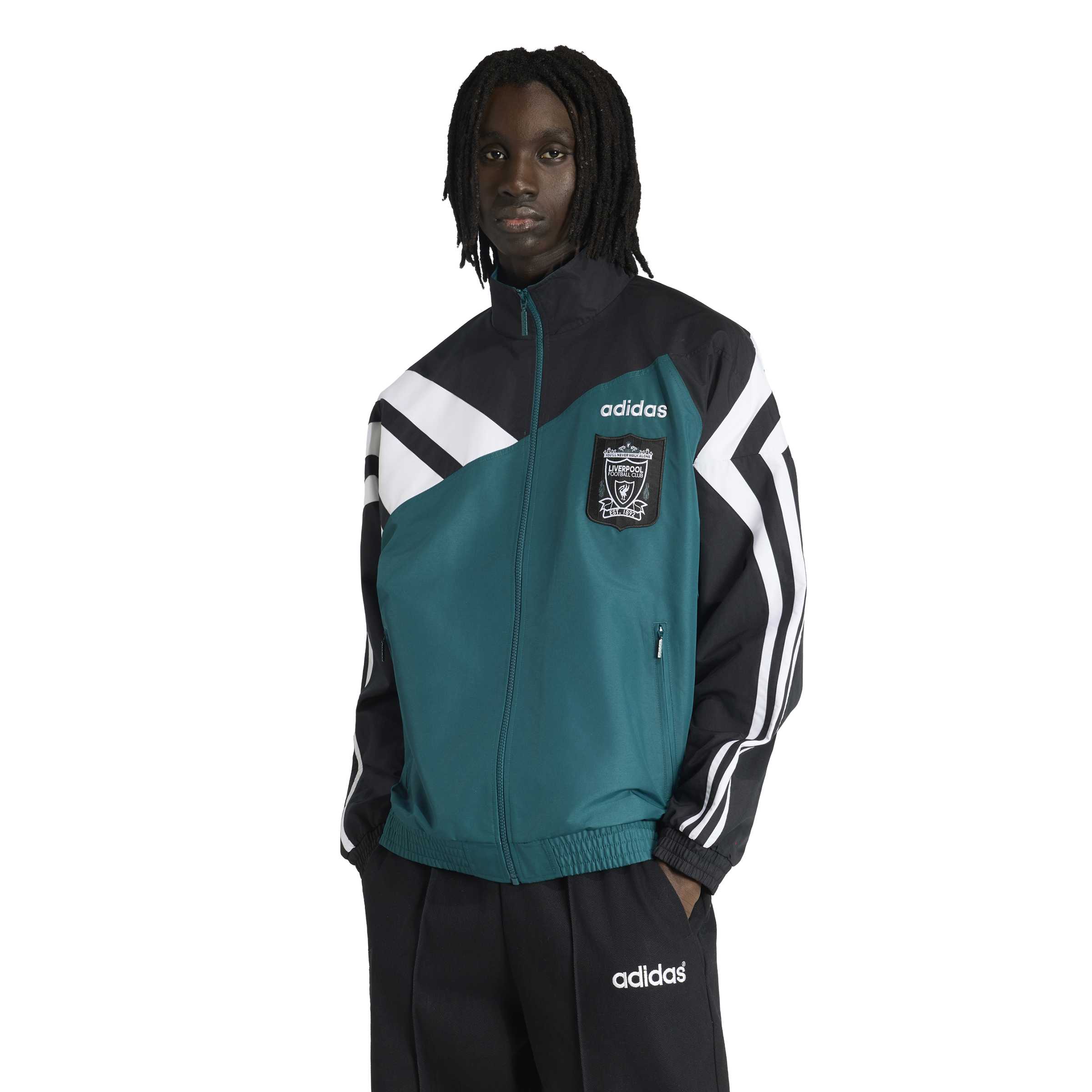 Adidas Liverpool Trainingsjack 1995-1996 Zwart Groen Wit