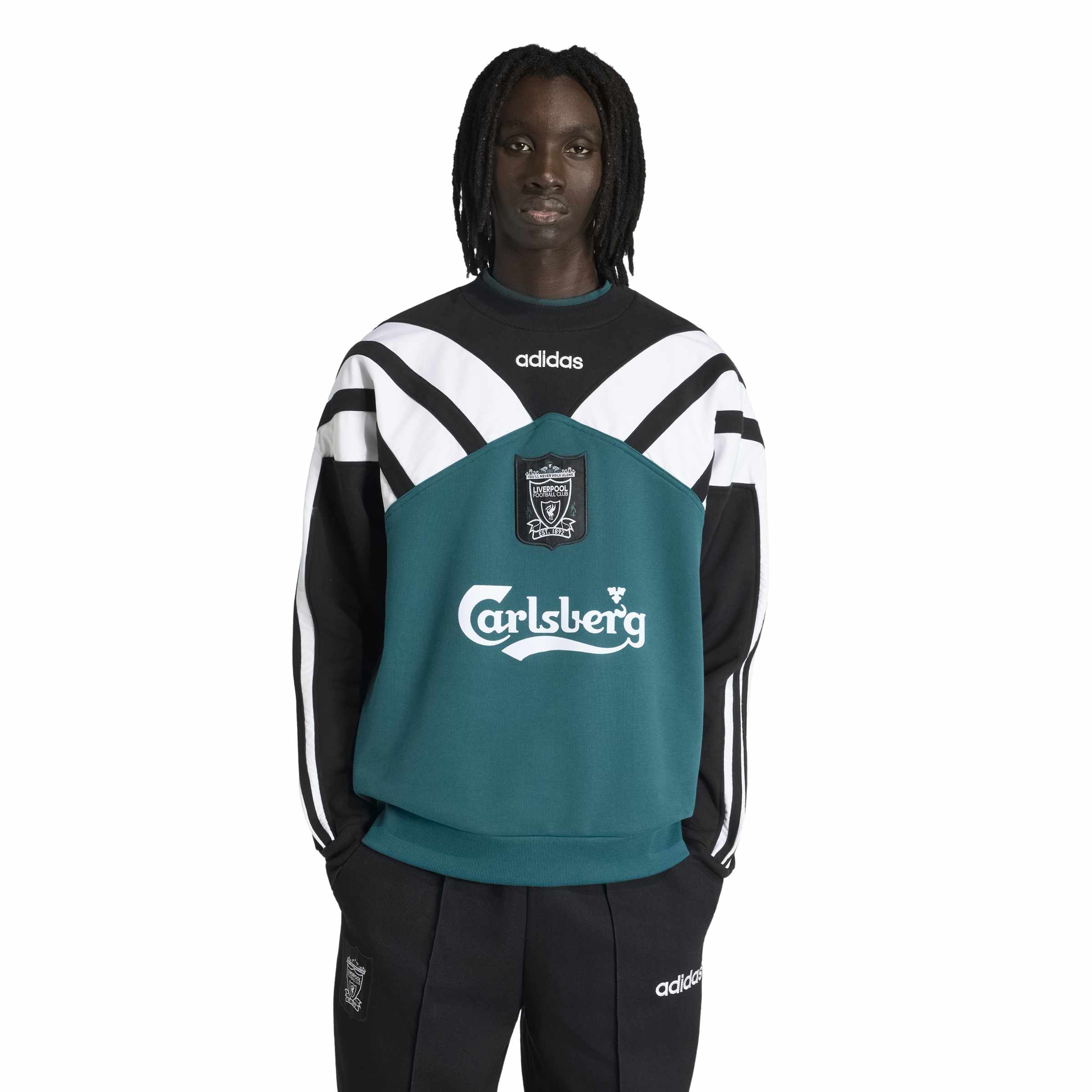 Adidas Liverpool Crew Sweater 1995-1996 Zwart Groen Wit