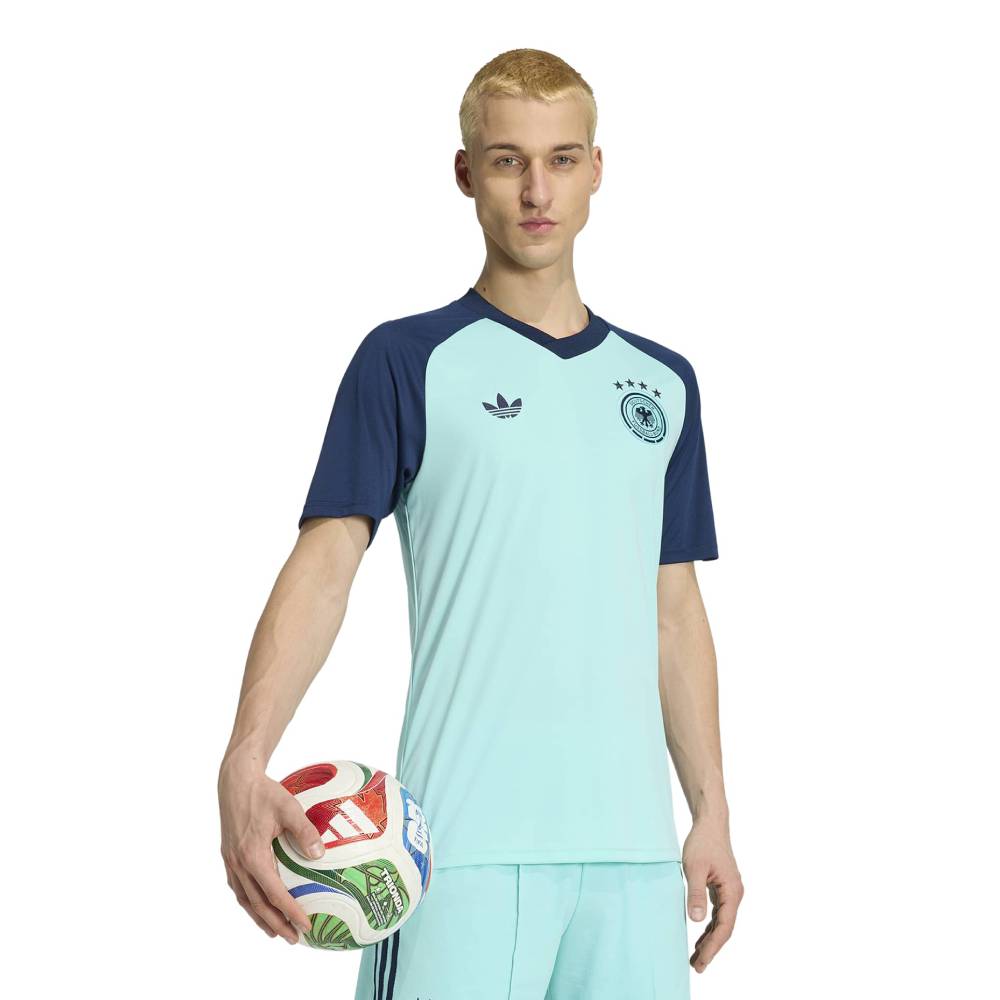 Adidas Duitsland Pre-Match Trainingsshirt 2026-2028 Turquoise Donkerblauw
