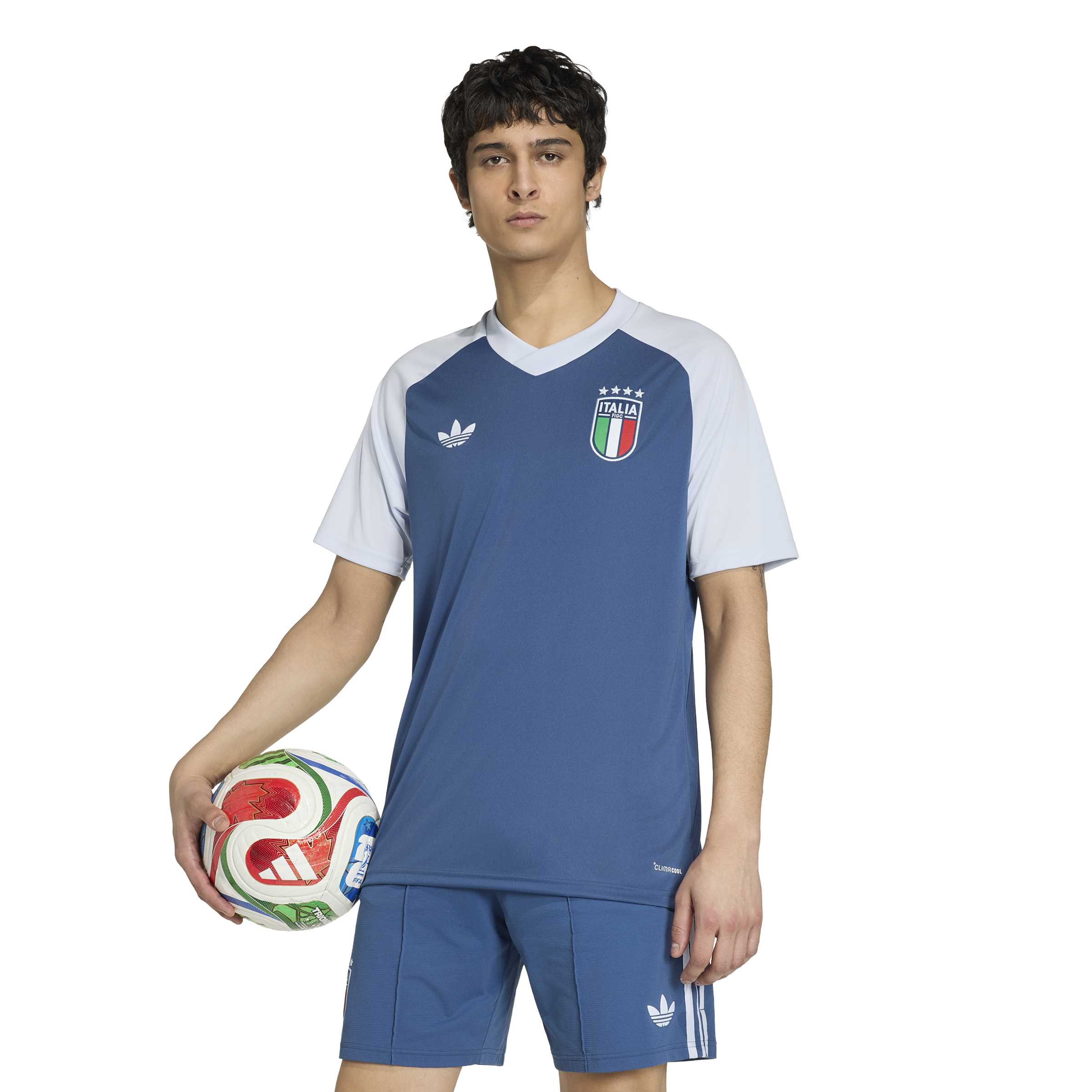 adidas Italië Pre-Match Trainingsshirt 2026-2028 Blauw Wit