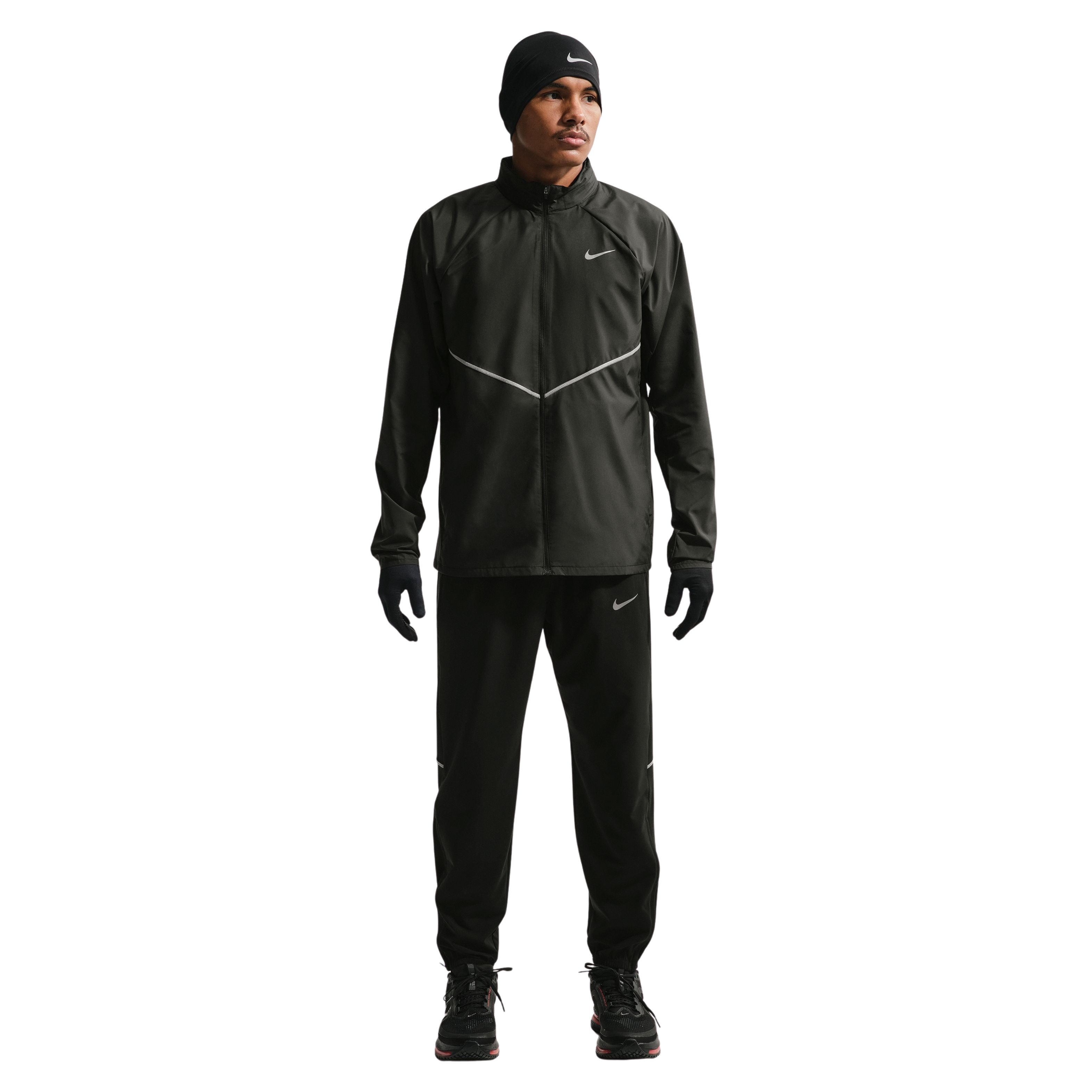 Nike Miler UV Repel Stride Trainingspak Zwart Zilver