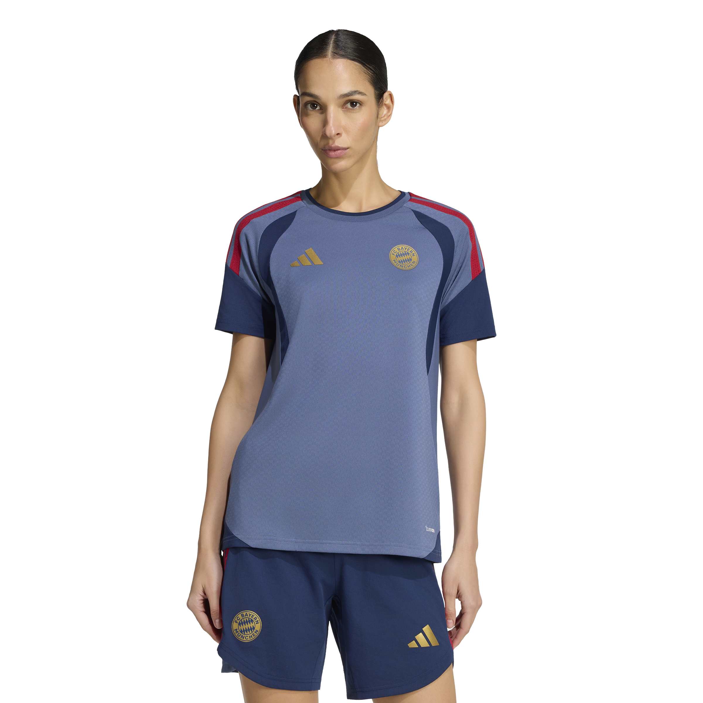 Adidas Bayern M&uuml;nchen Trainingsshirt 2026-2027 Dames Donkerblauw Rood Goud