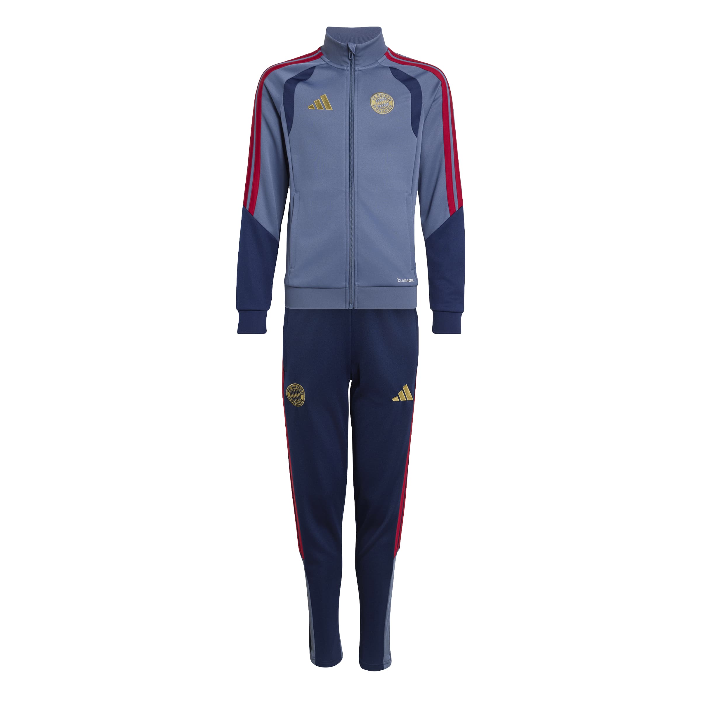 Adidas Bayern M&uuml;nchen Trainingspak Full-Zip 2026-2027 Kids Donkerblauw Rood Goud
