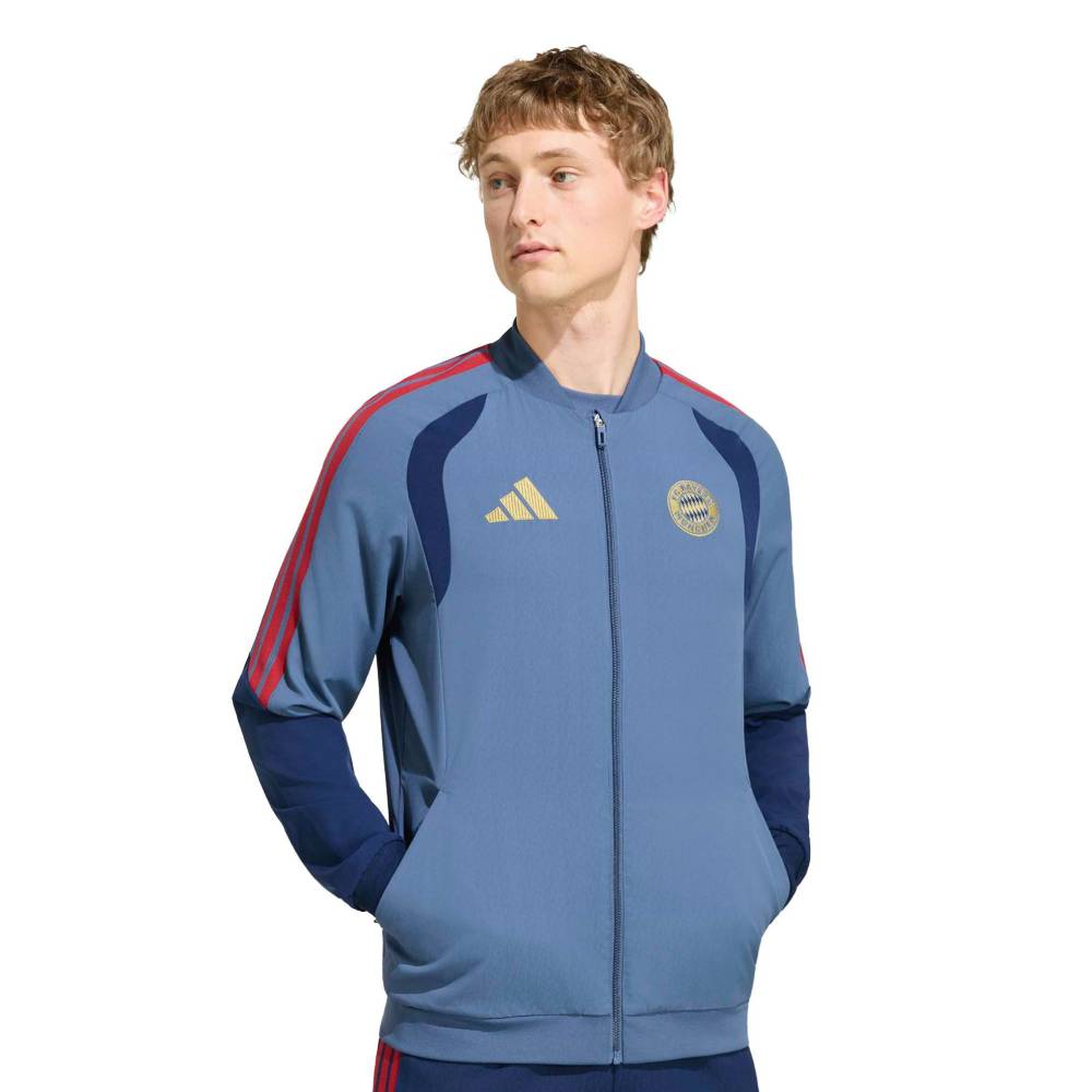 Adidas Bayern M&uuml;nchen Presentatie Trainingsjack 2026-2027 Donkerblauw Rood Goud