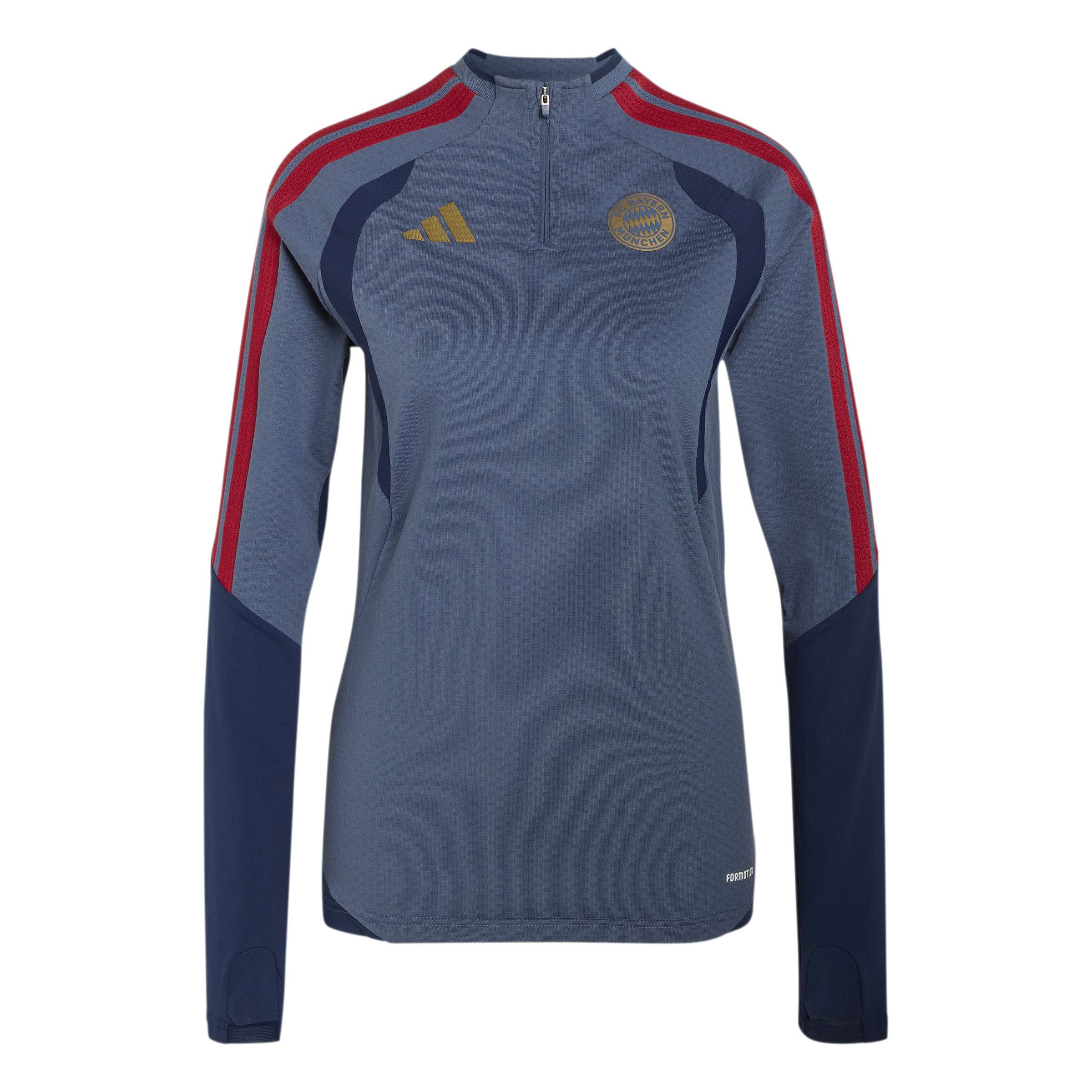 Adidas Bayern M&uuml;nchen Trainingstrui 1/4-Zip 2026-2027 Dames Donkerblauw Rood Goud