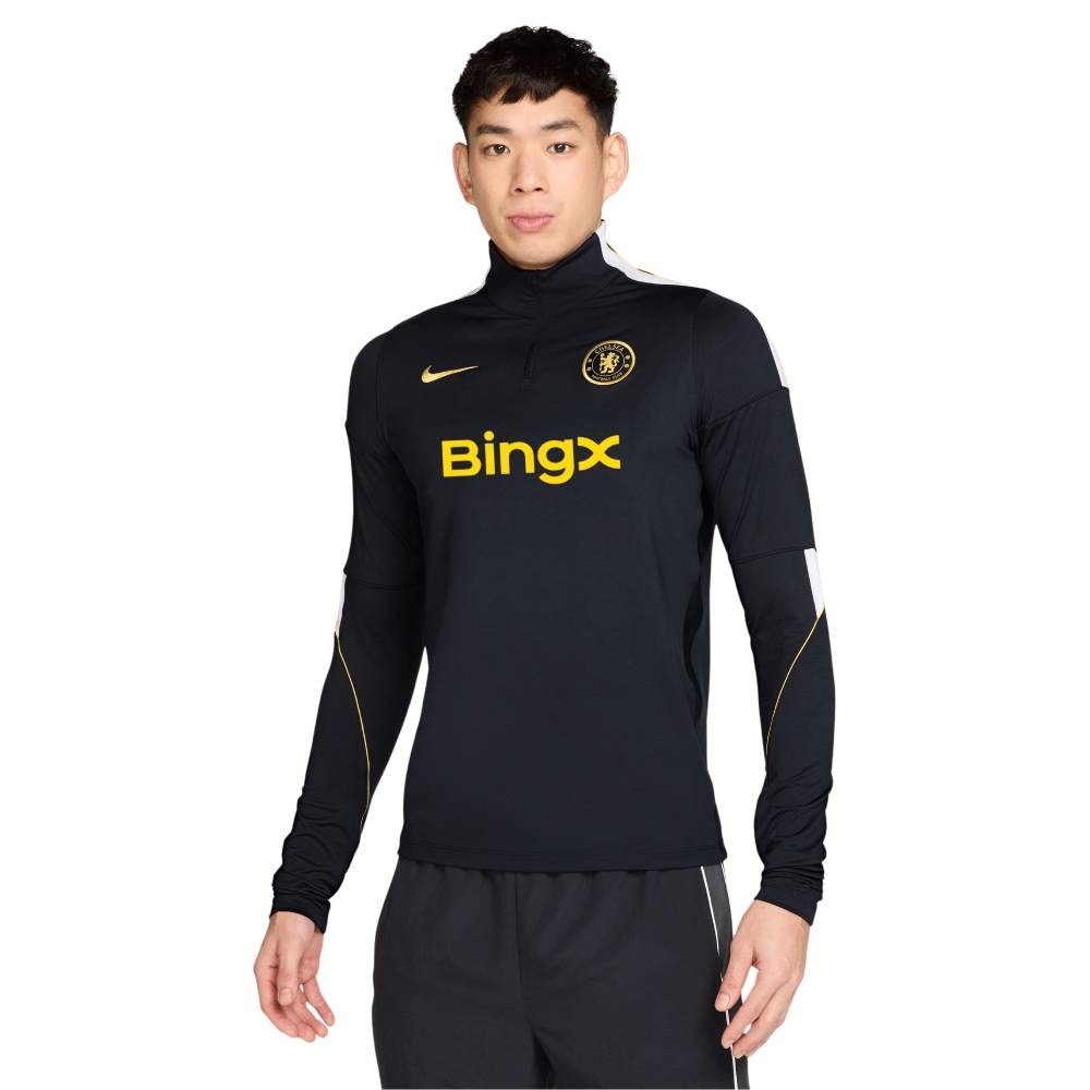 Nike Chelsea Strike Trainingstrui 1/4-Zip 2026-2027 Donkerblauw Wit Goudgeel