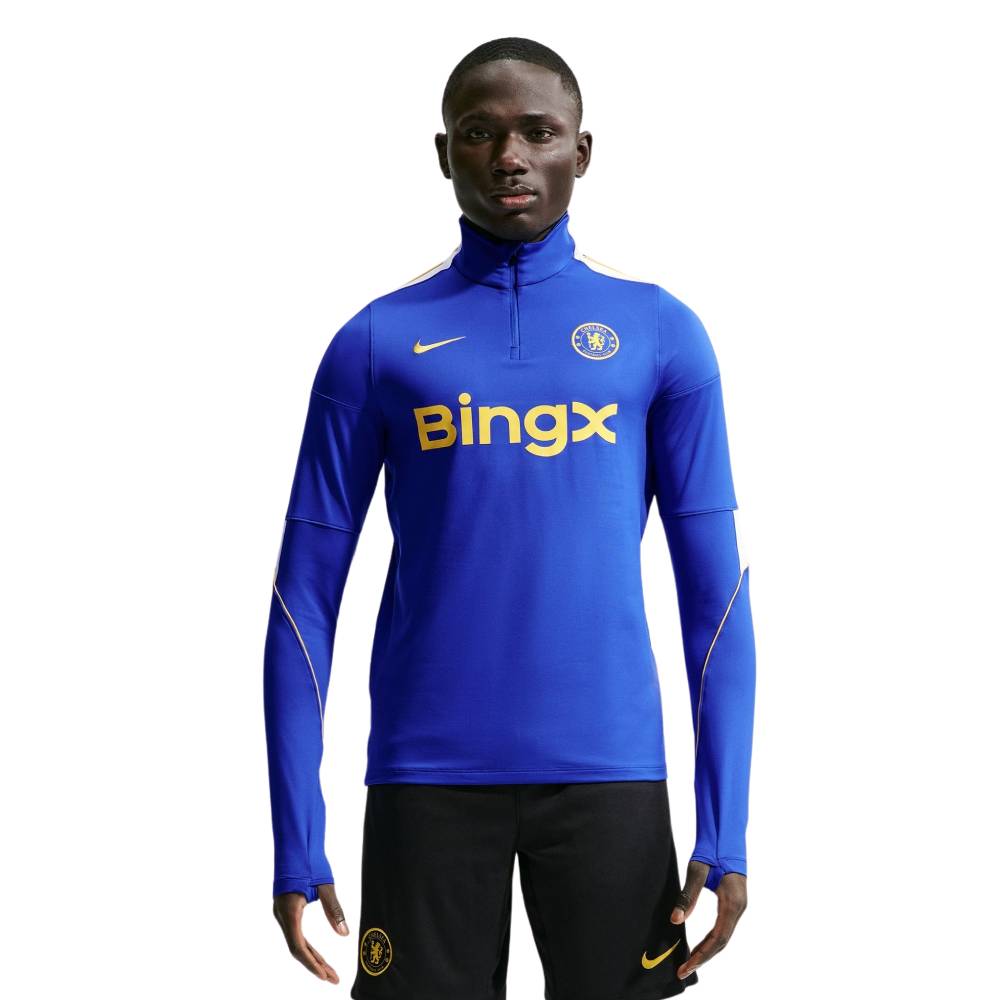 Nike Chelsea Strike Trainingstrui 1/4-Zip 2026-2027 Blauw Goudgeel Wit