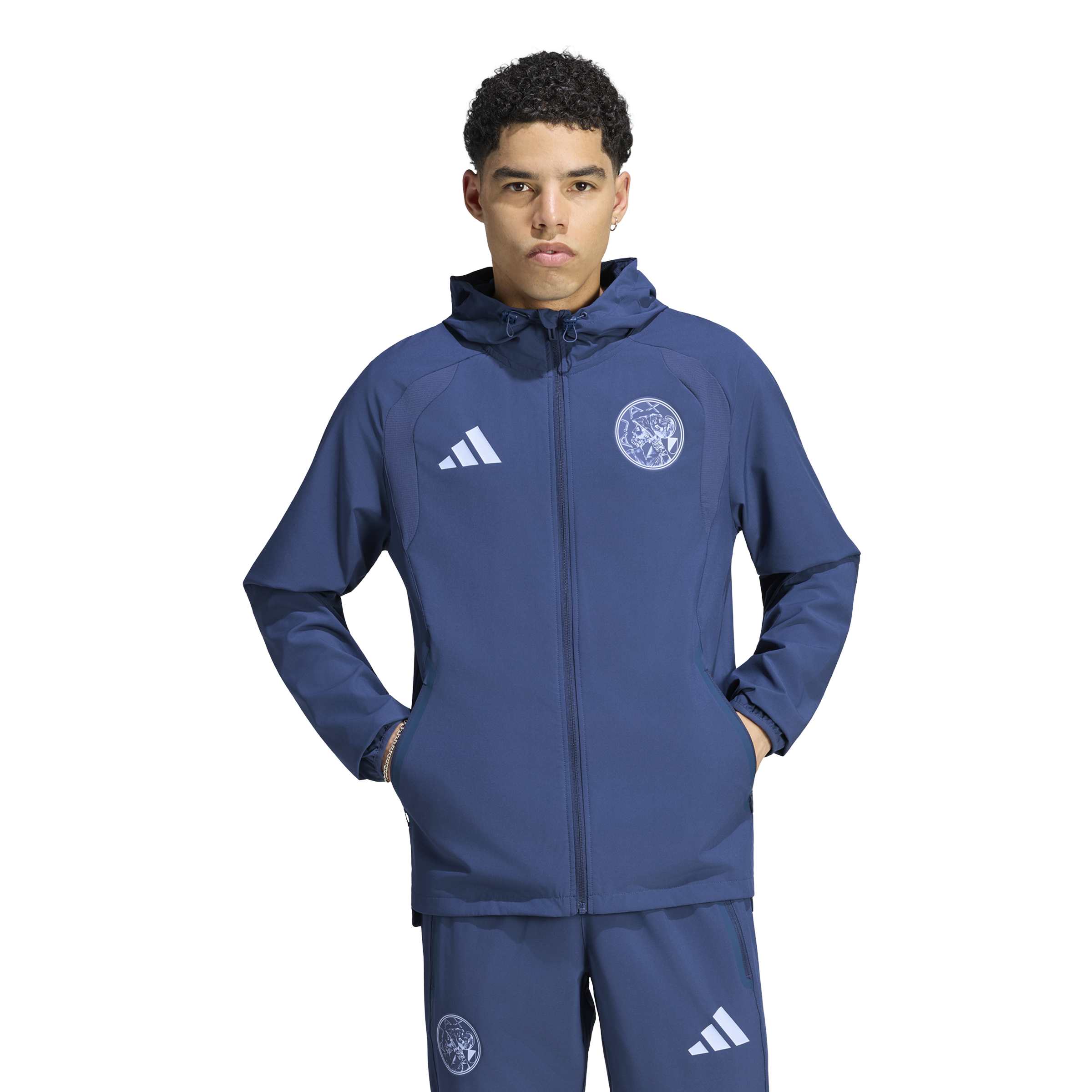 Adidas Ajax Tiro Travel Trainingsjack 2026-2027 Donkerblauw Lichtblauw