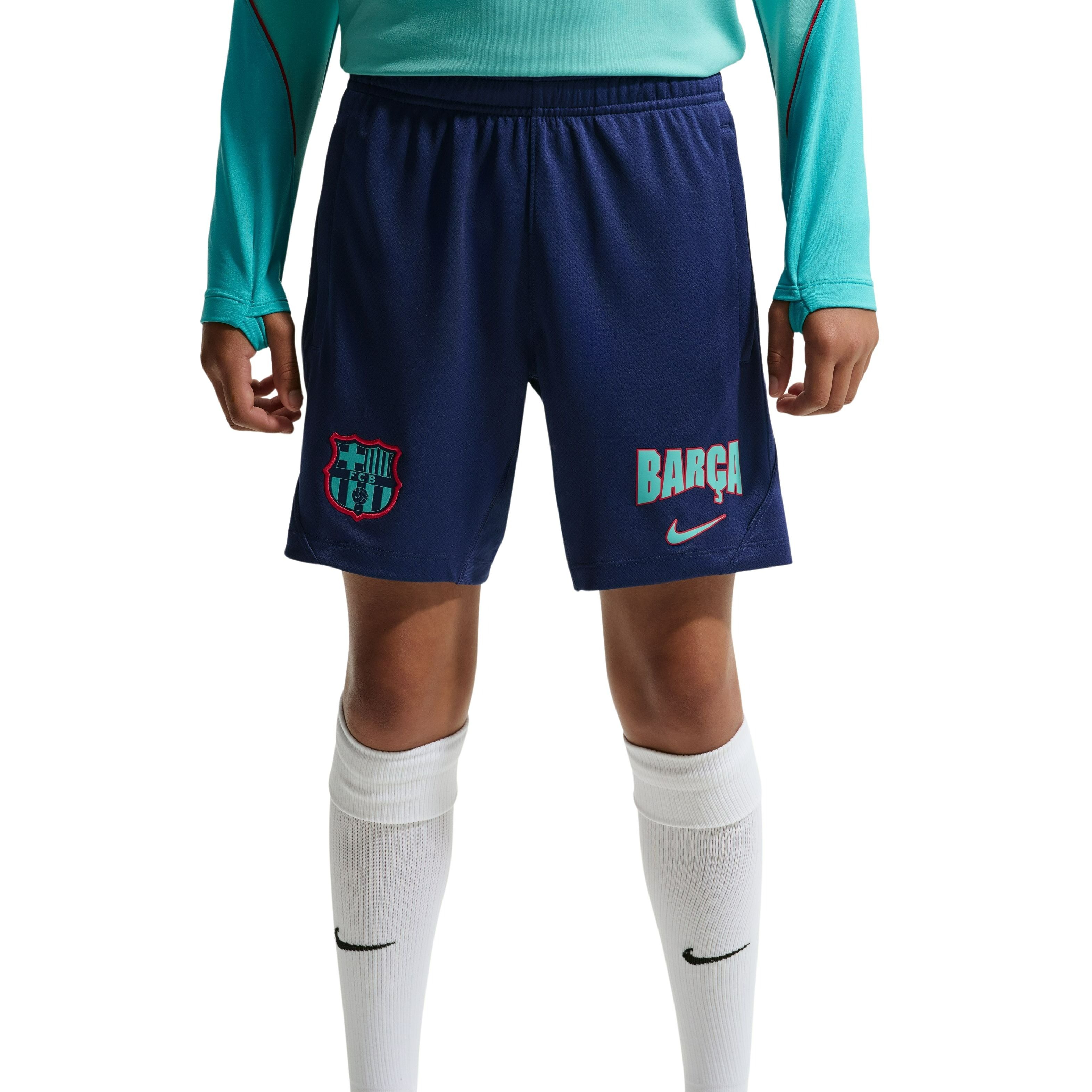 Nike FC Barcelona Strike Trainingsbroekje 2026-2027 Kids Donkerblauw Lichtgroen