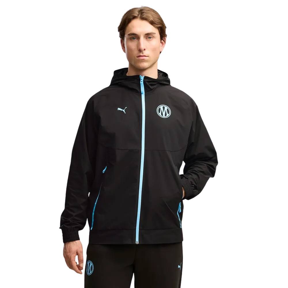 PUMA Olympique Marseille tech Woven Trainingsjack 2026-2027 Zwart Blauw