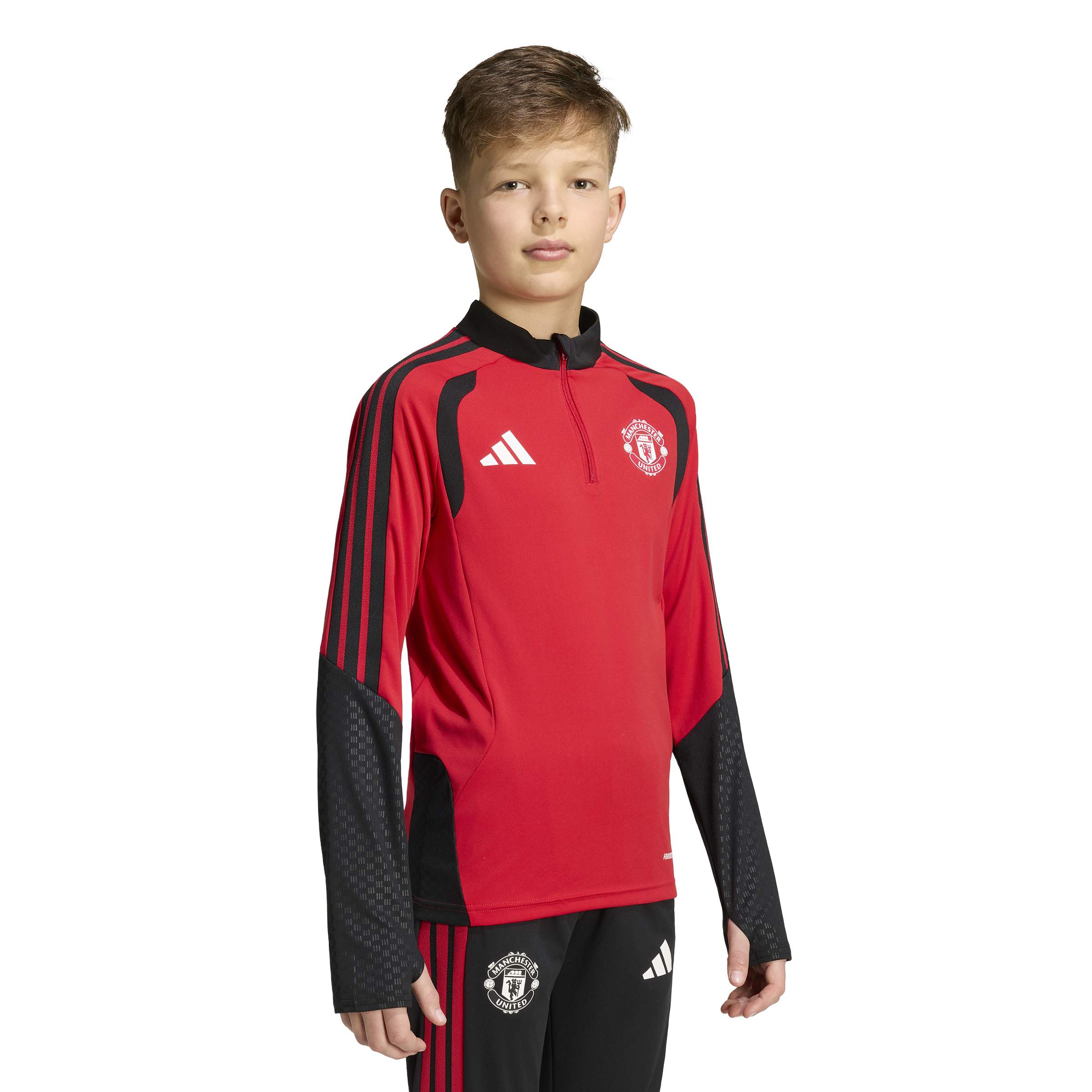 Adidas Manchester United Trainingstrui 1/4-Zip 2026-2027 Kids Rood Zwart Wit