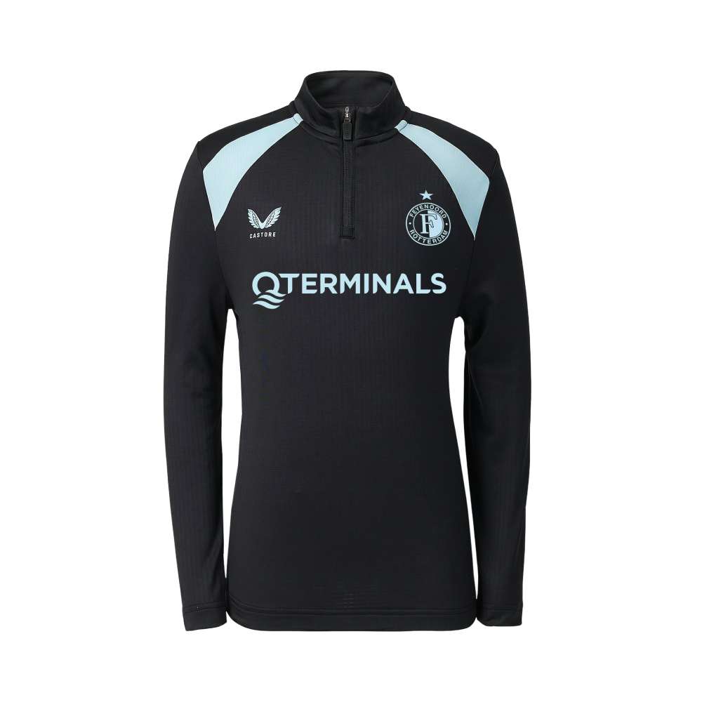 Castore Feyenoord Trainingstrui 1/4-Zip 2026-2027 Kids Zwart Lichtblauw