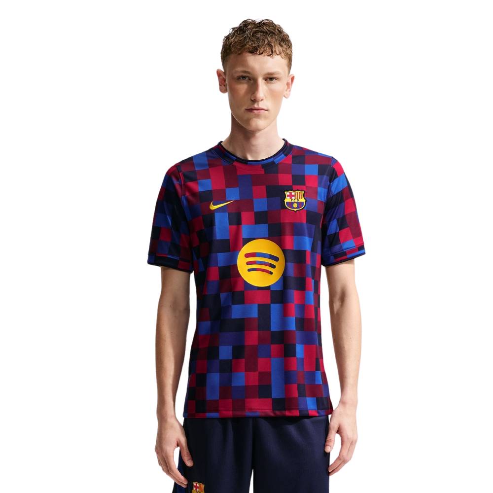 Nike FC Barcelona Pre-Match Trainingsshirt 2026-2027 Rood Donkerblauw Geel