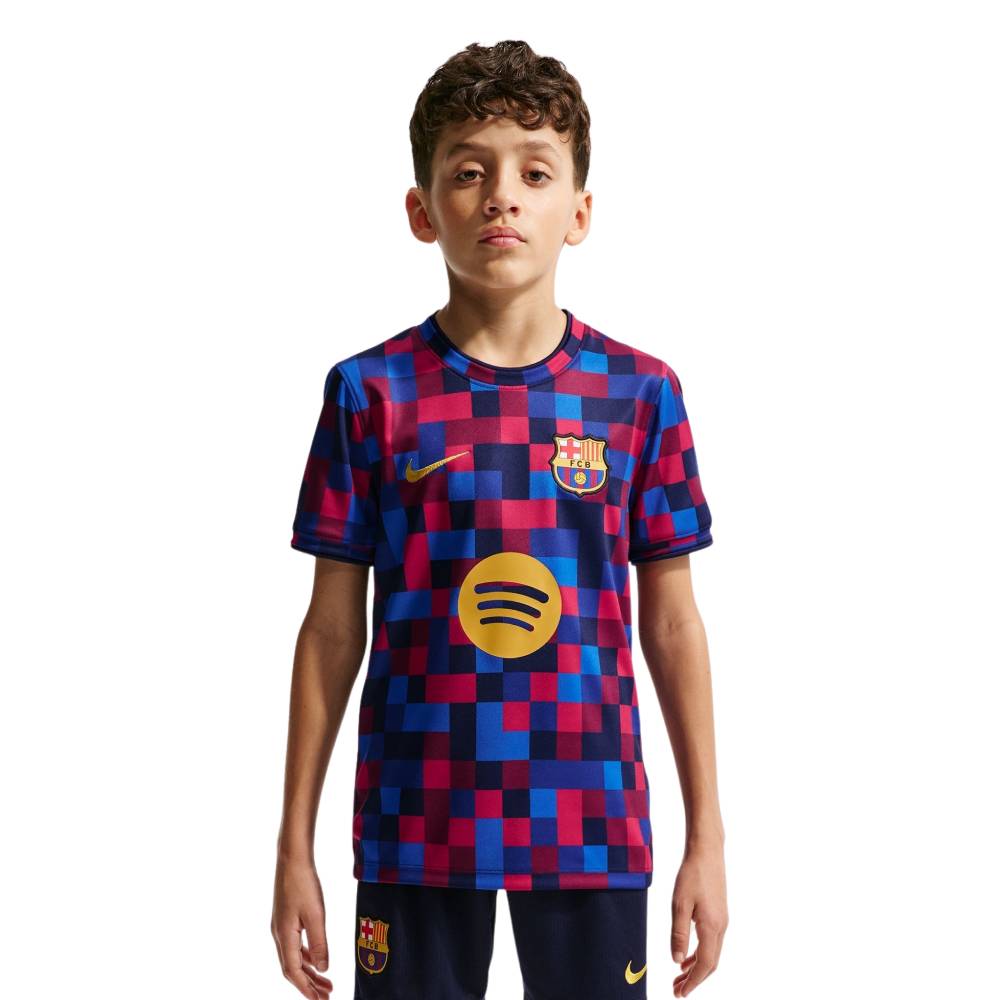 Nike FC Barcelona Pre-Match Trainingsshirt 2026-2027 Kids Rood Donkerblauw Geel