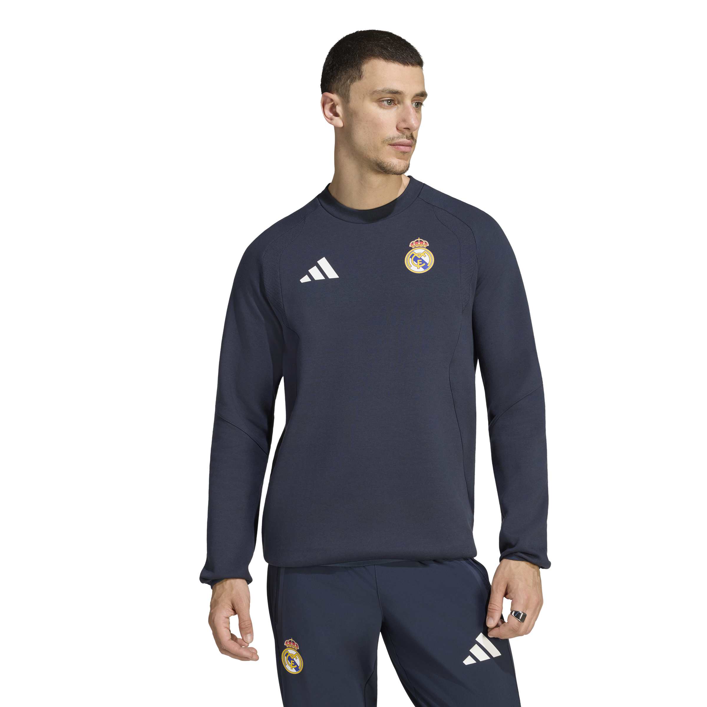 Adidas Real Madrid Tiro Travel Crew Sweater 2026-2027 Donkerblauw Wit