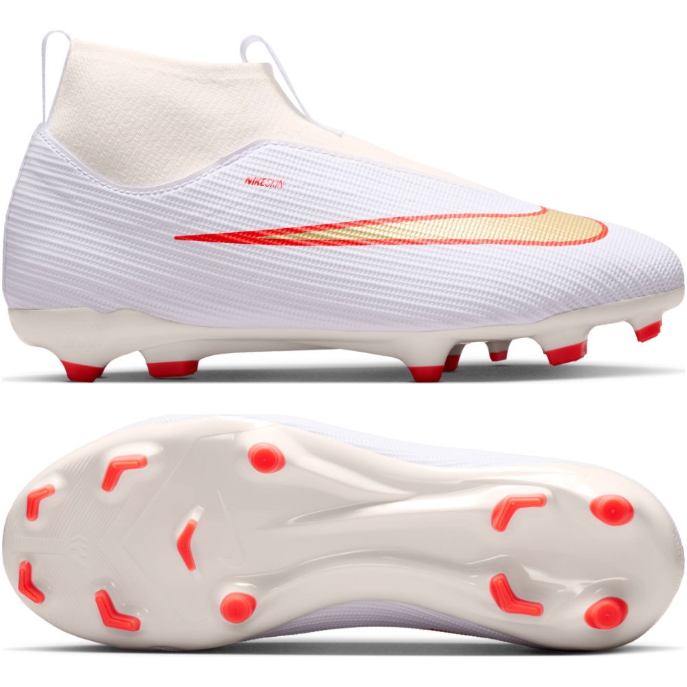 Nike Mercurial Superfly 11 Academy Gras / Kunstgras Voetbalschoenen (MG) Kids Wit Felrood Goud