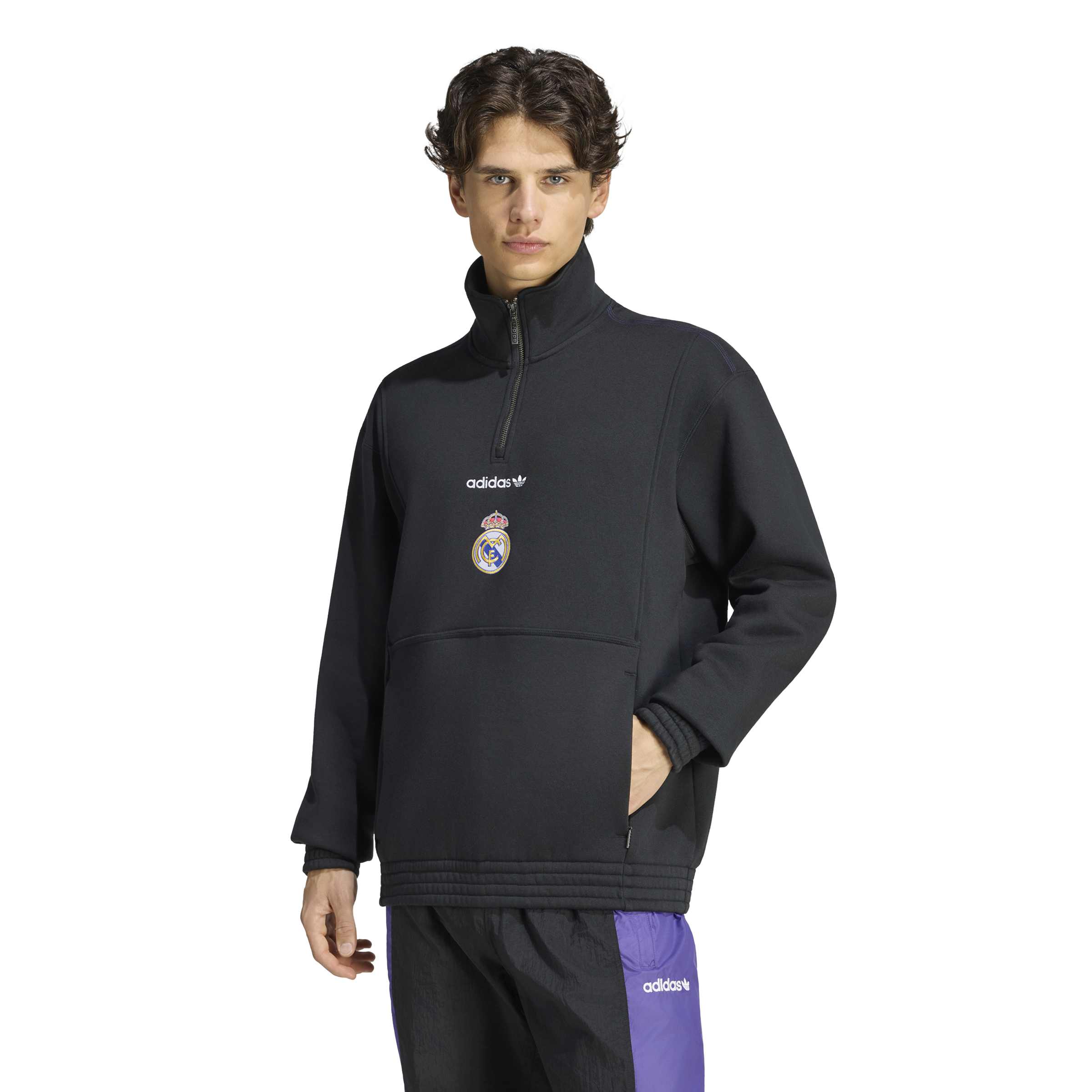 Adidas Real Madrid EQT Trainingstrui 1/4-Zip Zwart Wit
