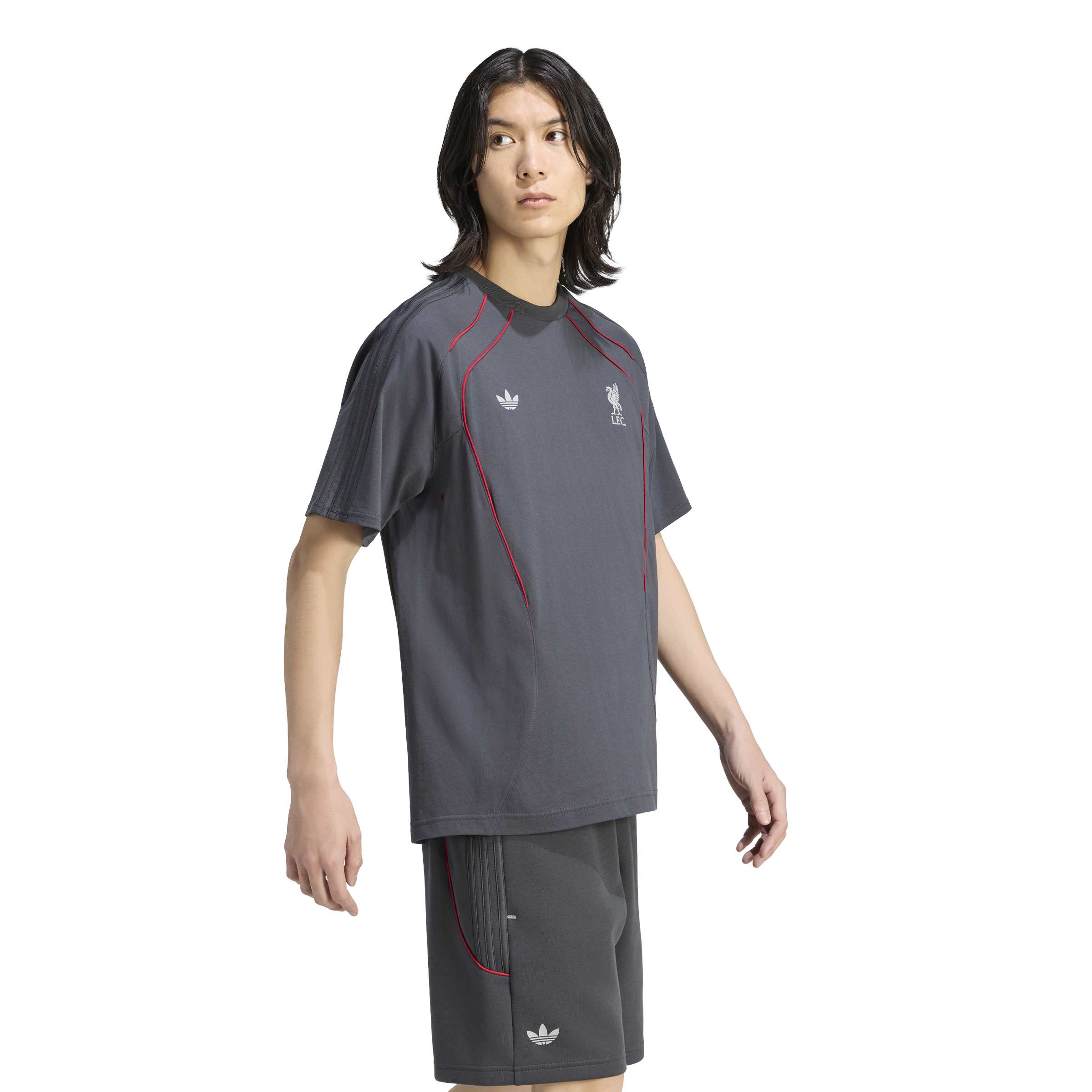 Adidas Liverpool Originals T-Shirt Donkergrijs Zilver Rood