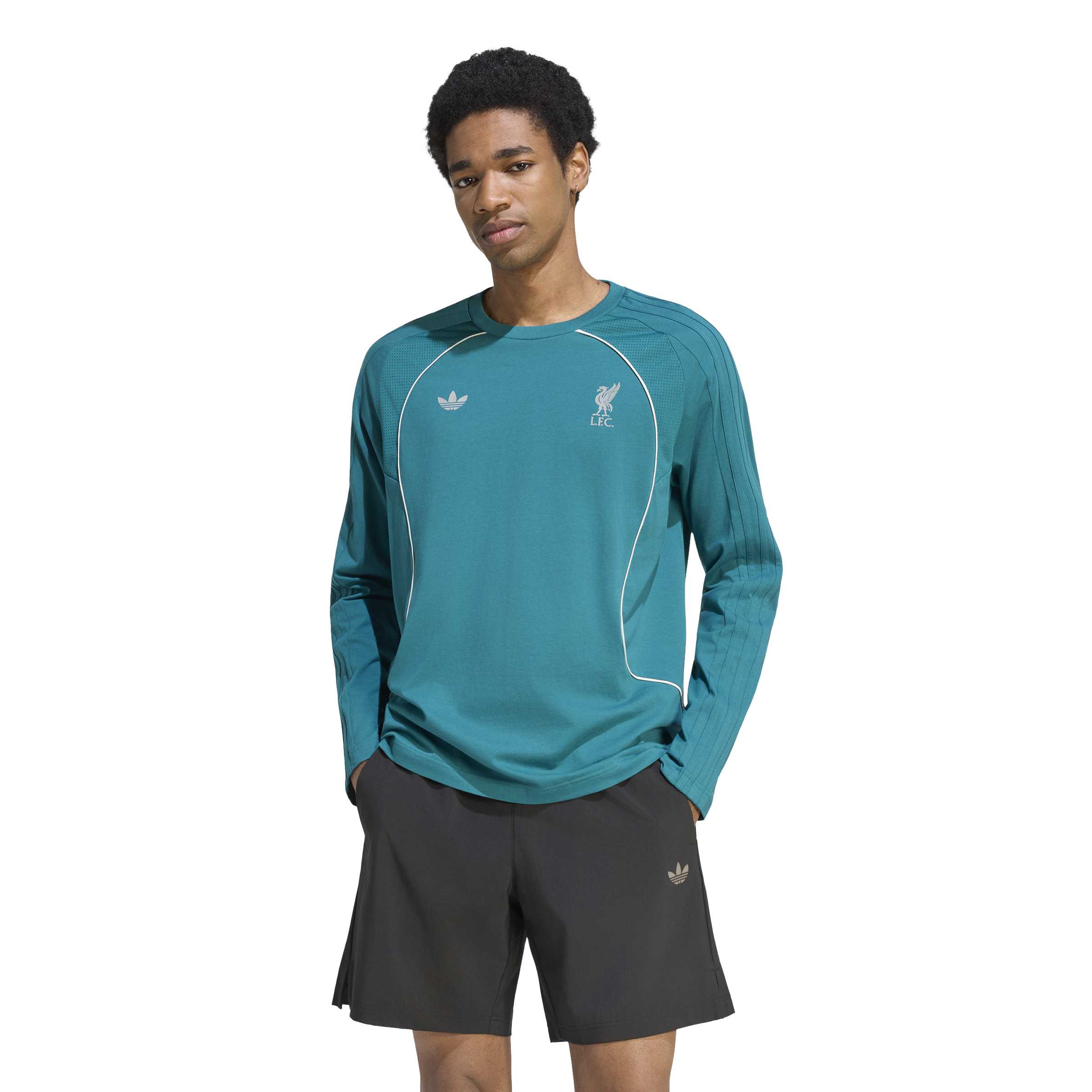 Adidas Liverpool Originals T-Shirt Lange Mouwen Turquoise Wit