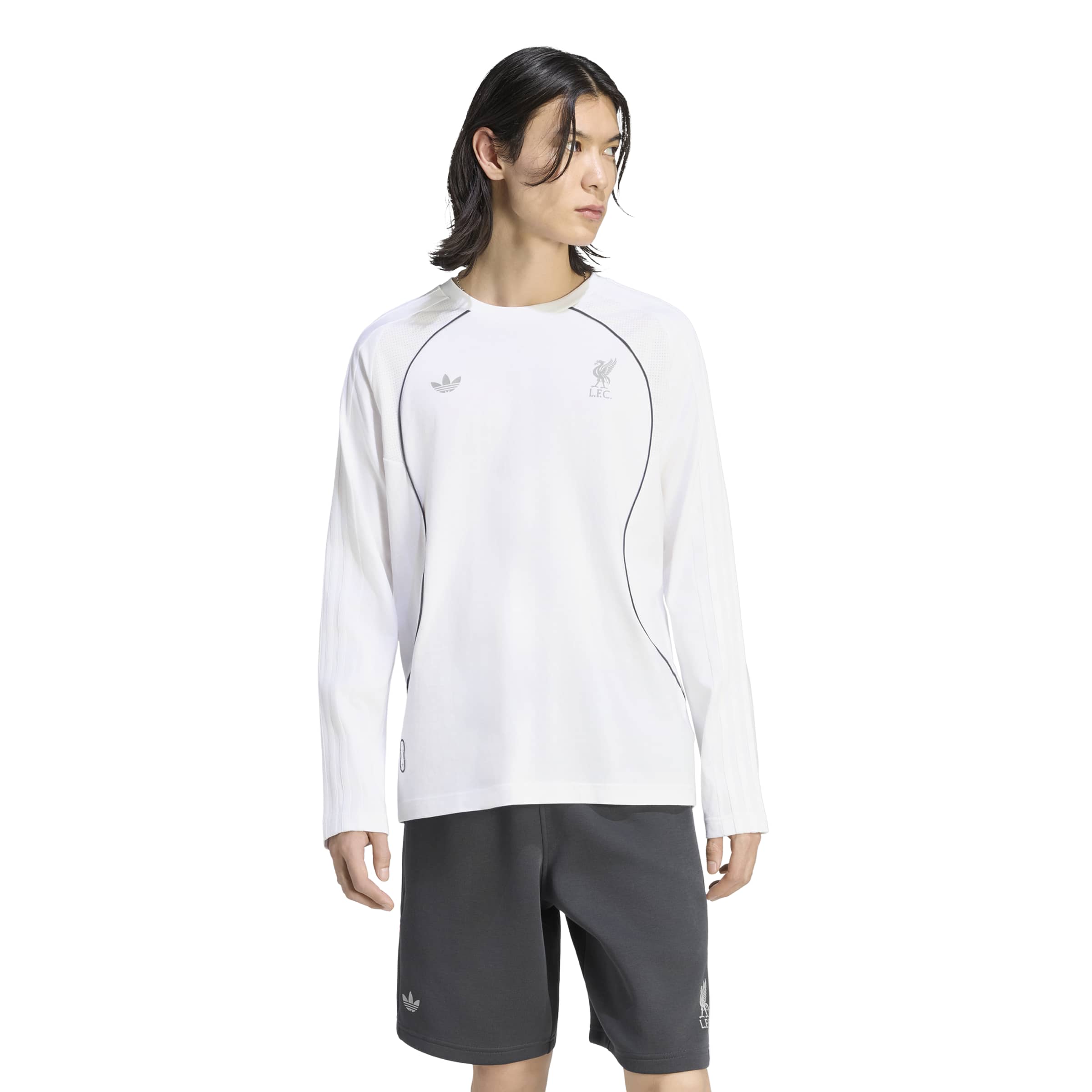 Adidas Liverpool Originals T-Shirt Lange Mouwen Wit Zilver Zwart