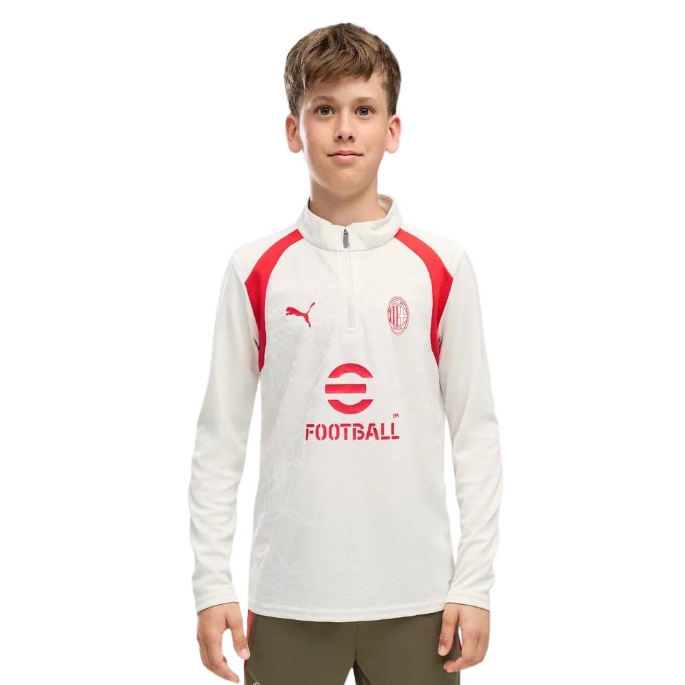 PUMA AC Milan Trainingstrui 1/4-Zip 2026-2027 Kids Lichtgrijs Rood
