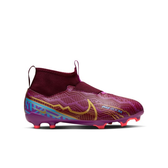 Nike Zoom Mercurial Superfly 9 Academy KM Gazon Naturel Gazon Artificiel Chaussures de Foot (MG) Enfants Mauve Bordeaux Or
